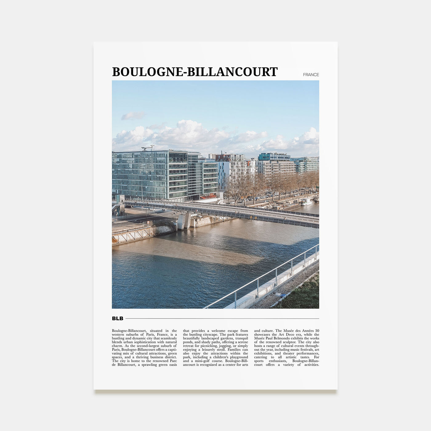 Boulogne-Billancourt Travel Color Poster