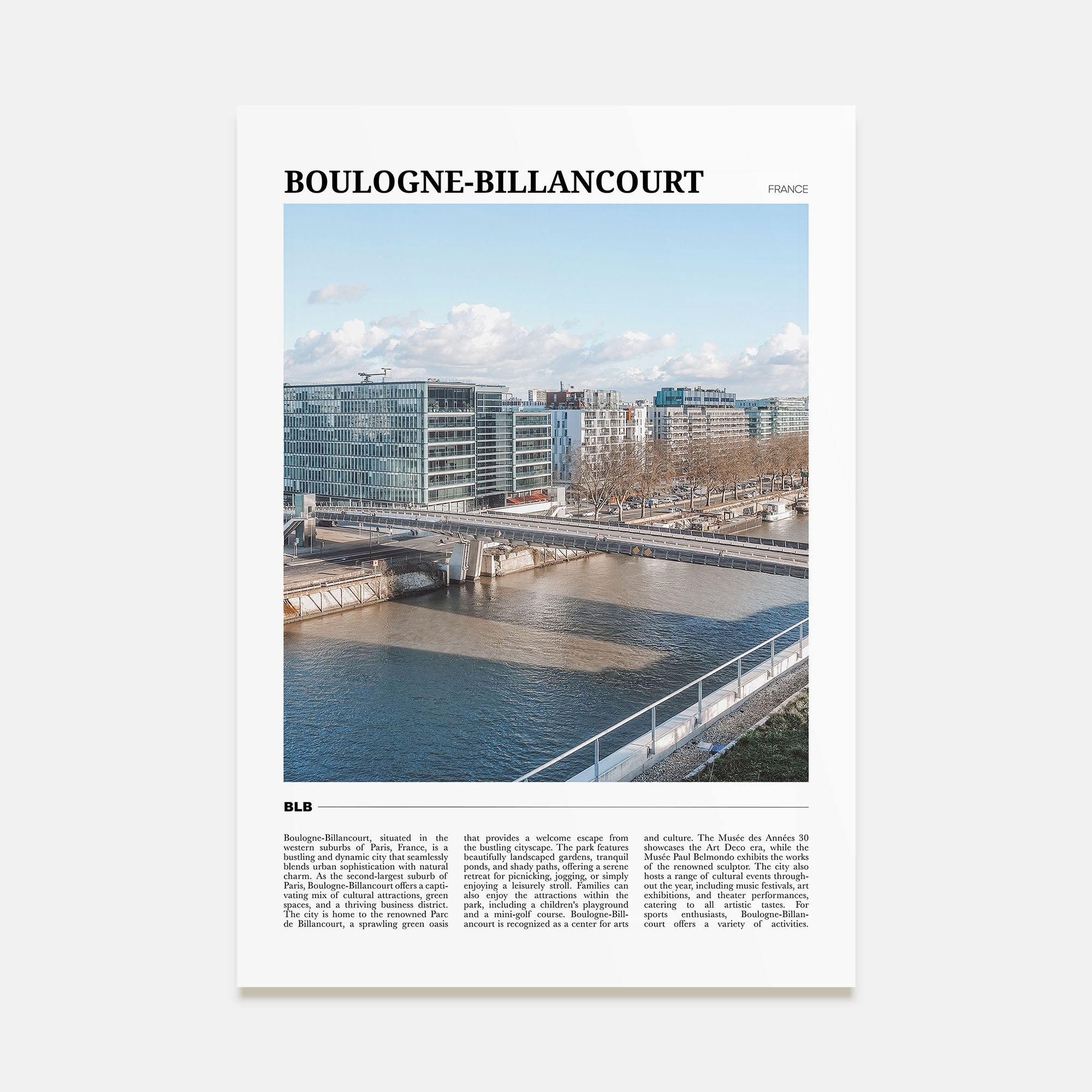 Boulogne-Billancourt Travel Color Poster