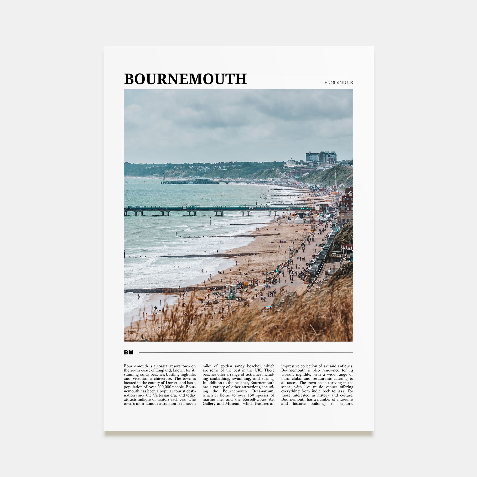 Bournemouth Travel Color Poster