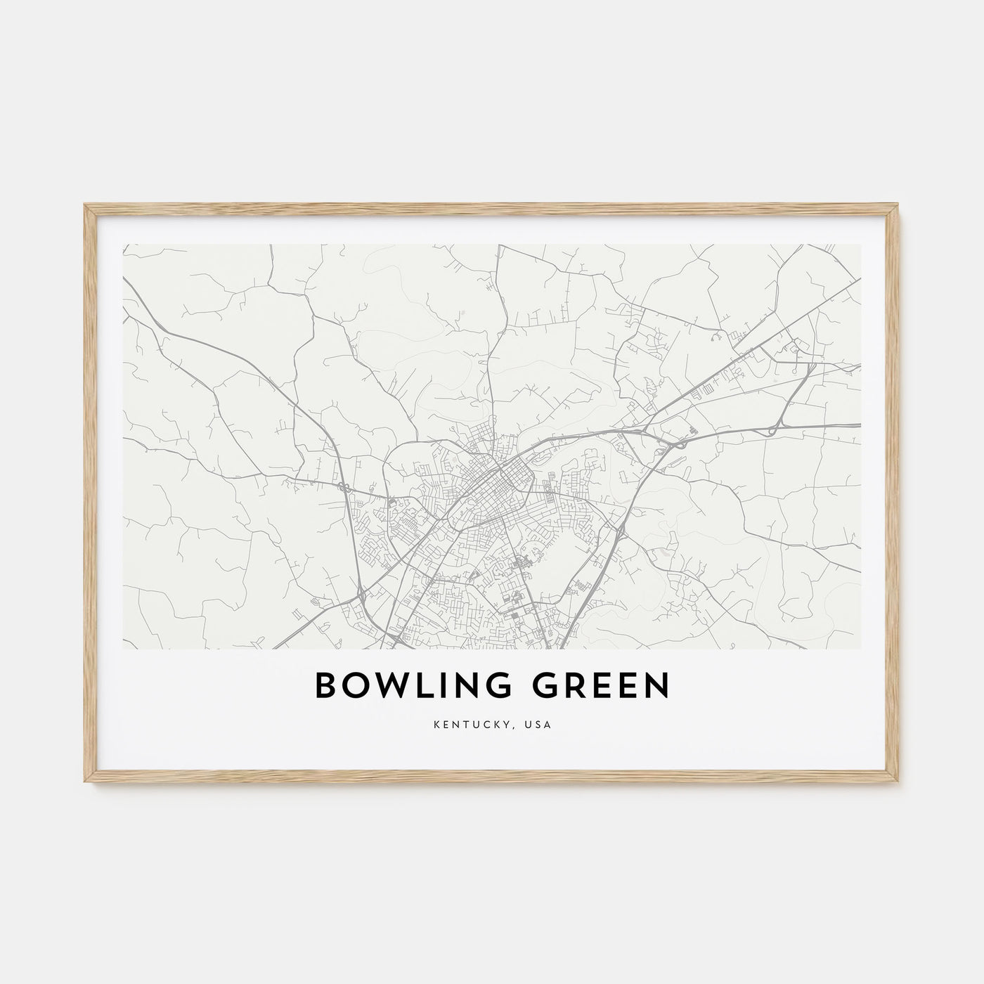 Bowling Green, Kentucky Map Landscape Poster