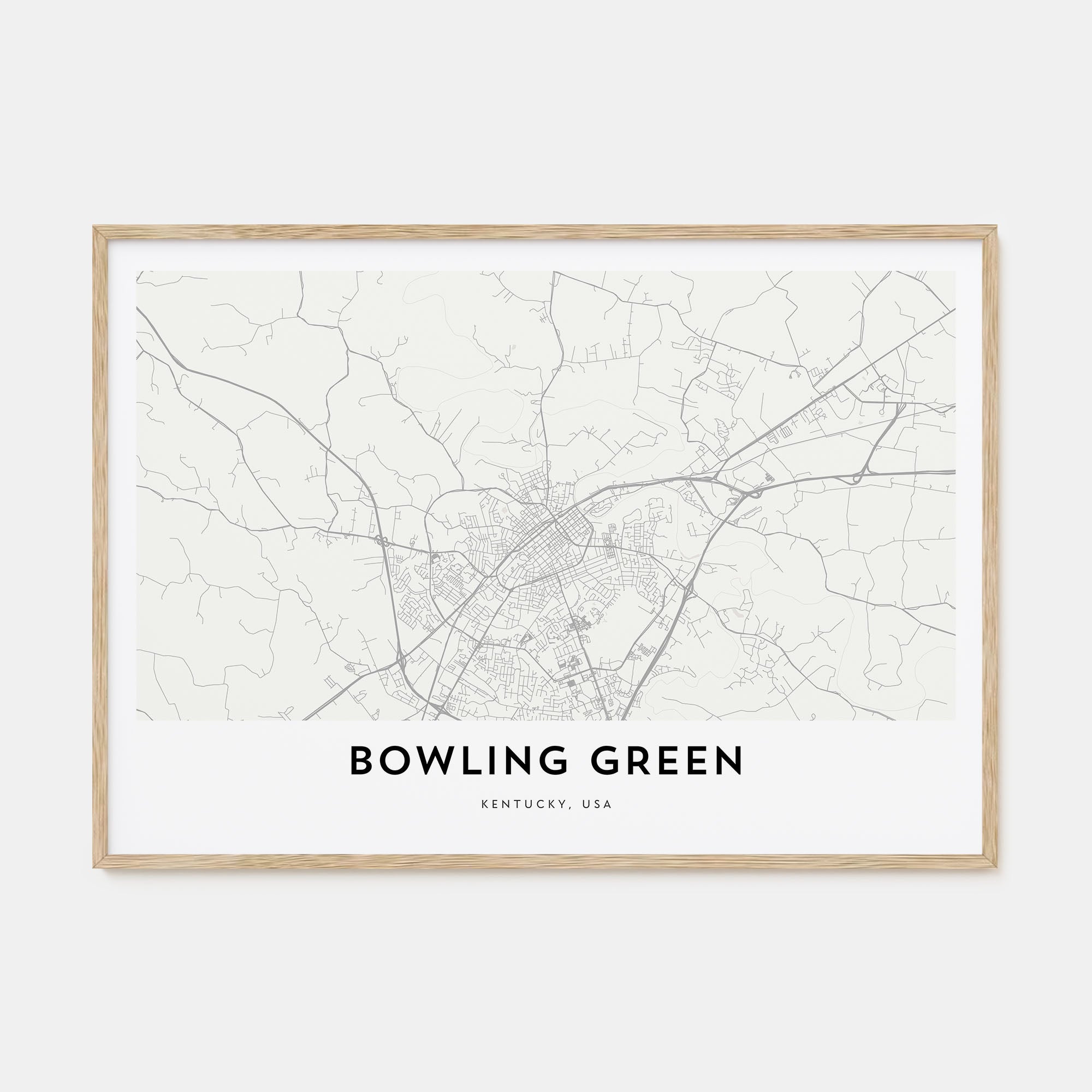 Bowling Green, Kentucky Map Landscape Poster