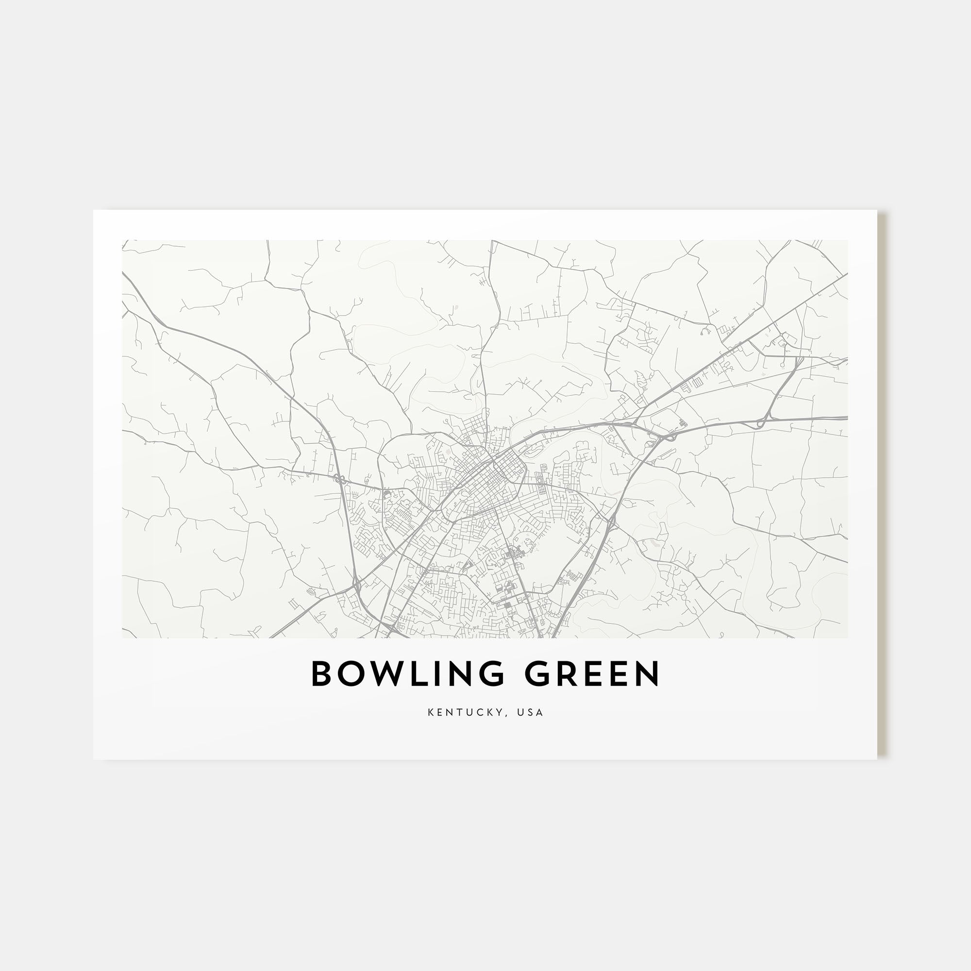 Bowling Green, Kentucky Map Landscape Poster