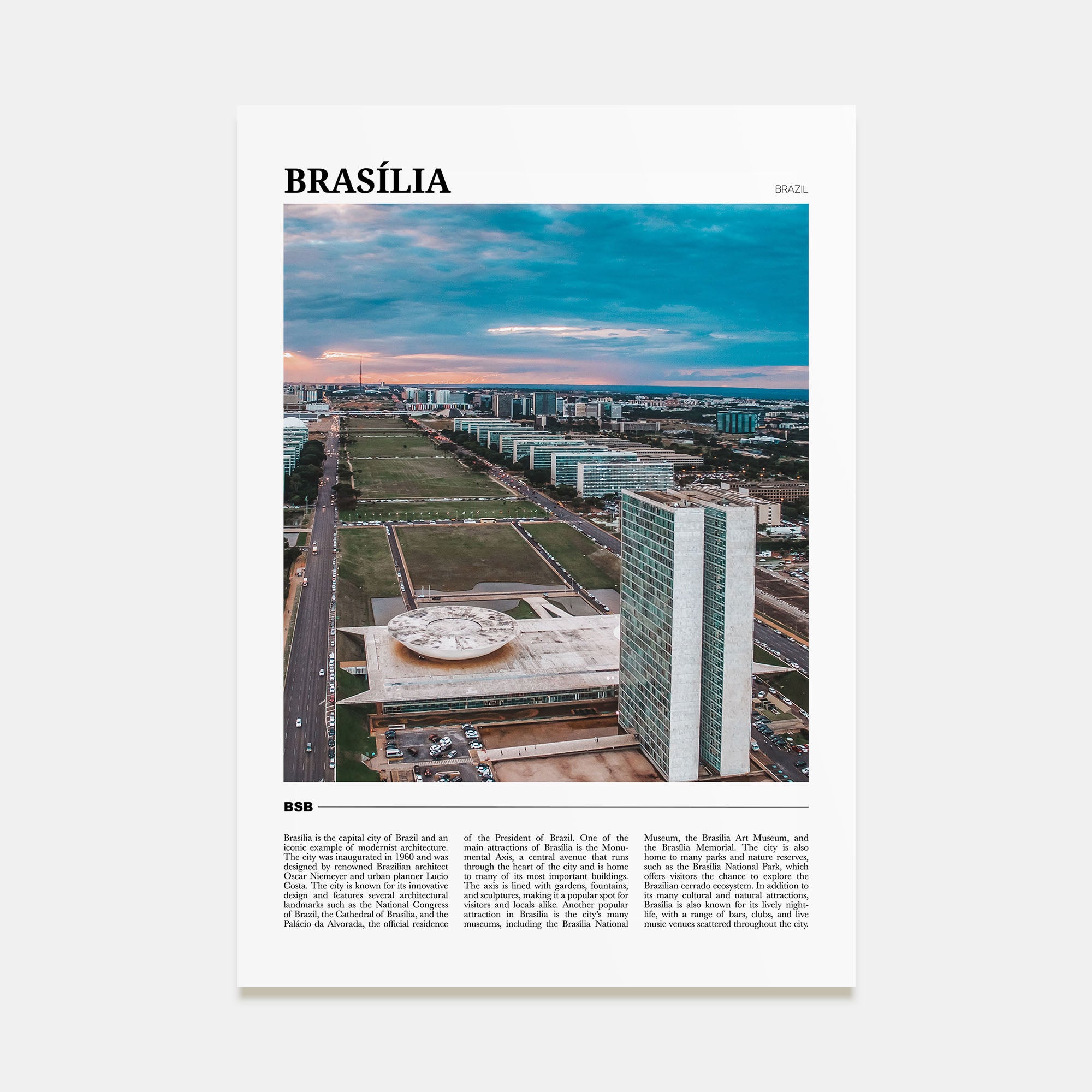 Brasília Travel Color Poster
