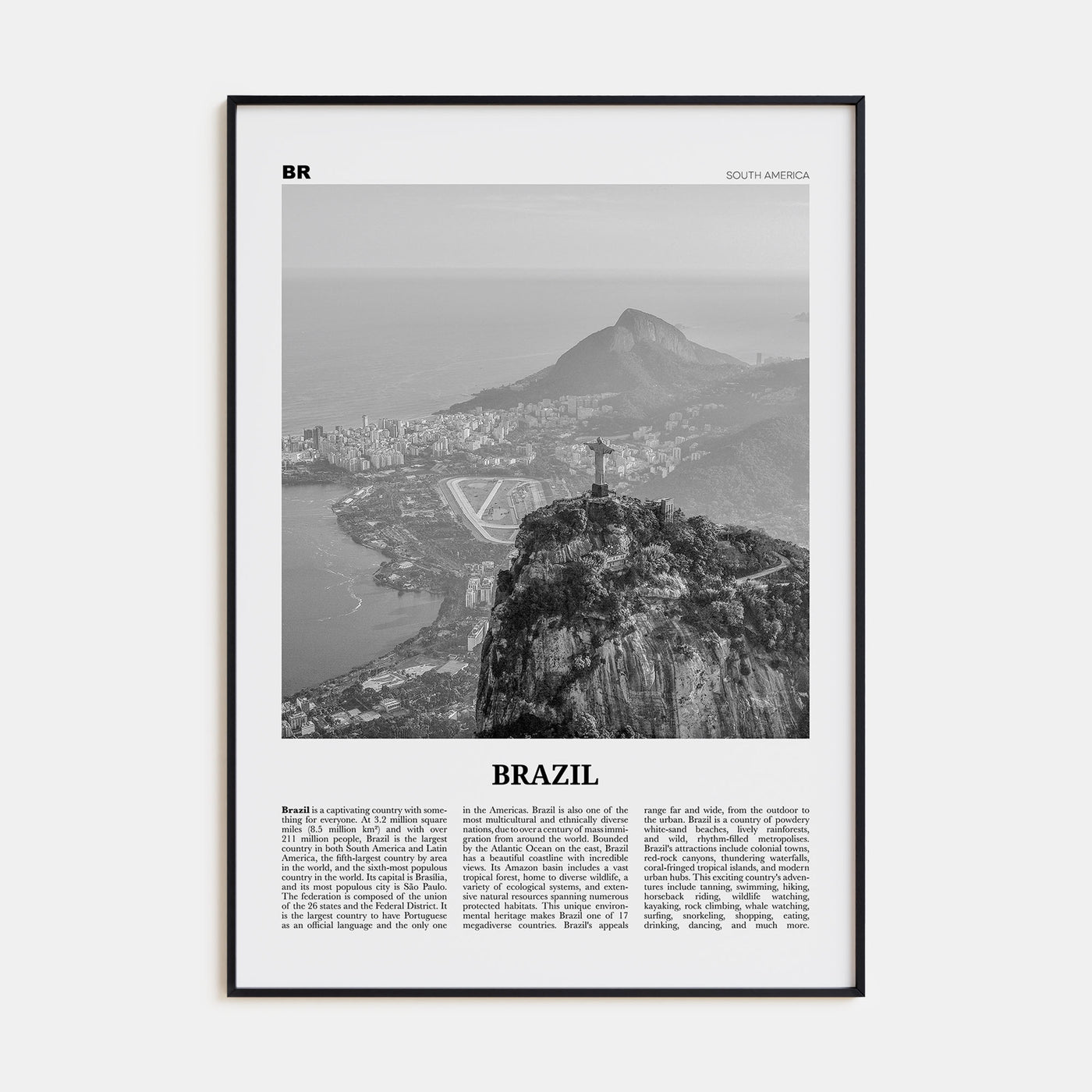 Brazil Travel B&W No 1 Poster