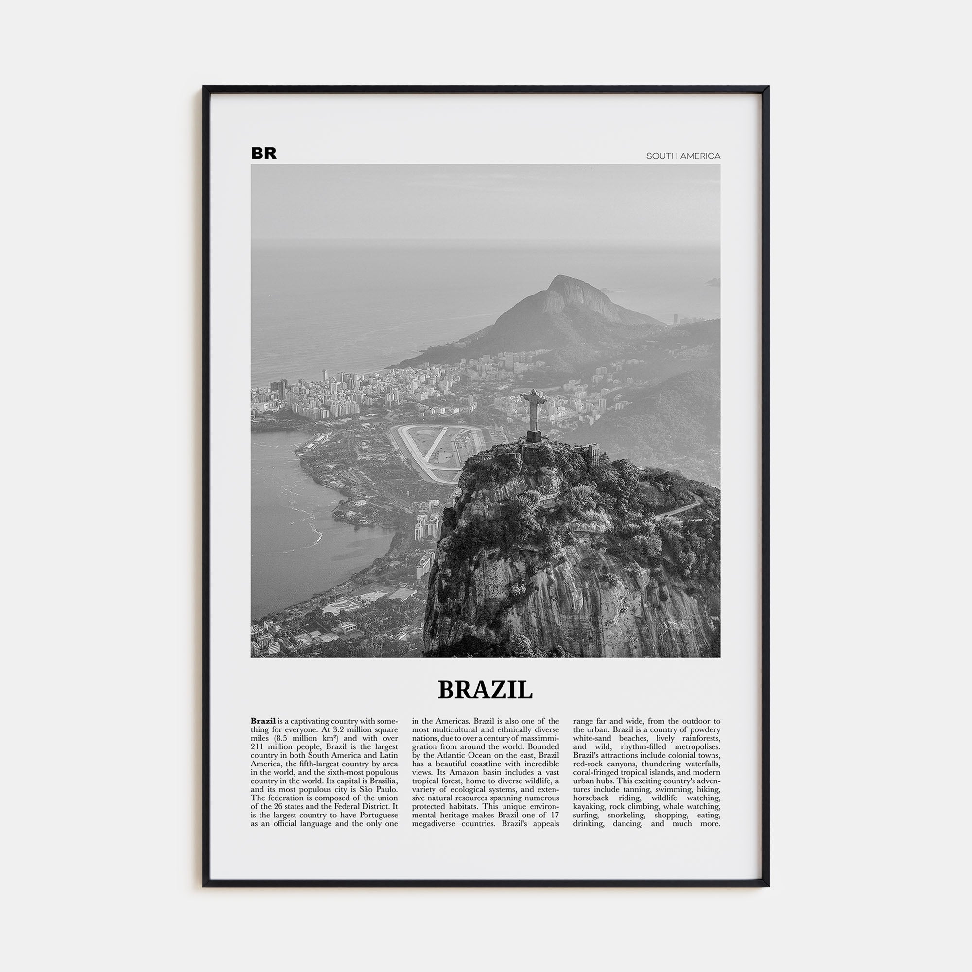 Brazil Travel B&W No 1 Poster