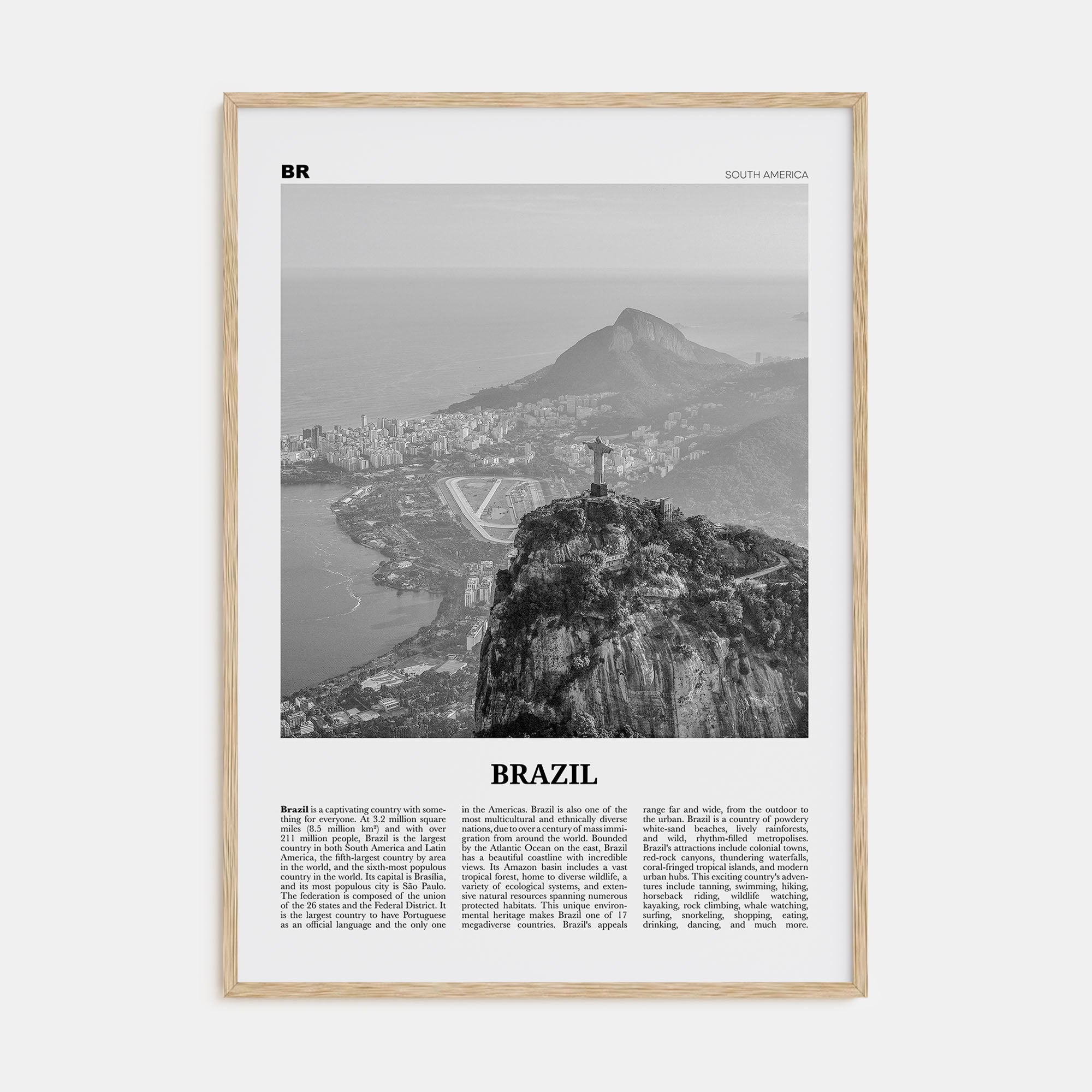 Brazil Travel B&W No 1 Poster