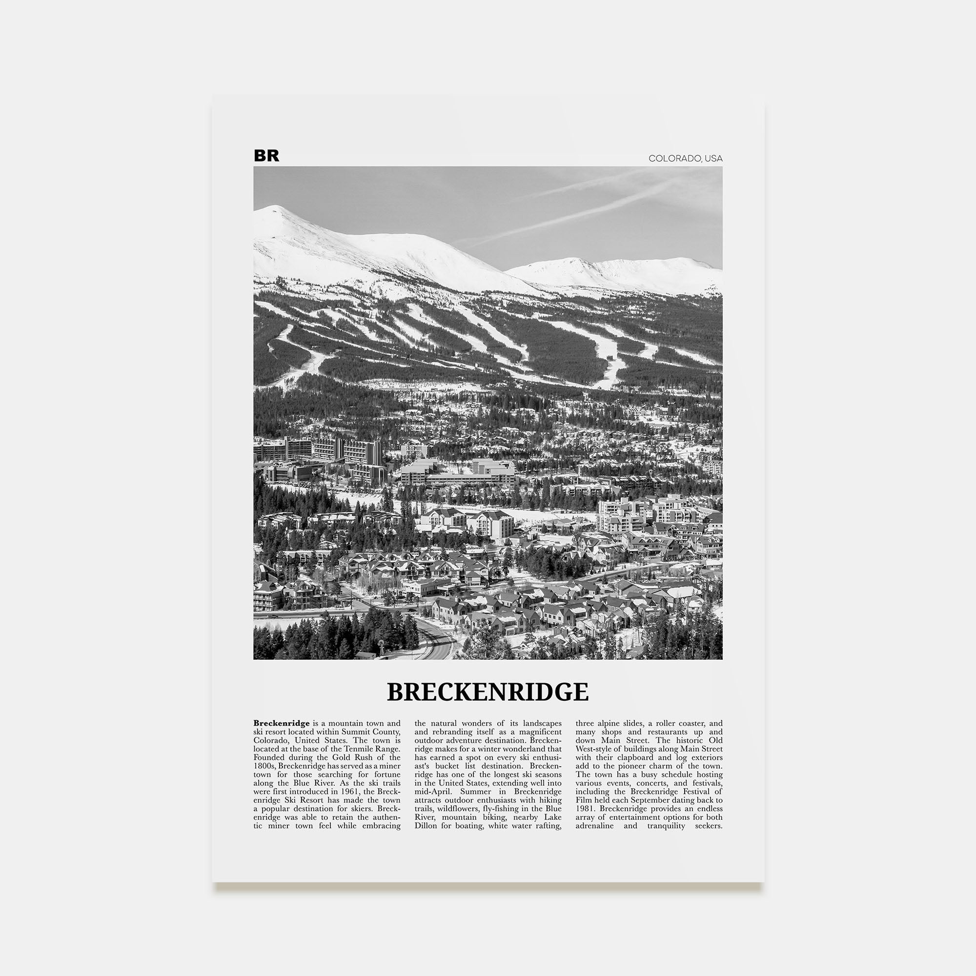 Breckenridge Travel B&W Poster