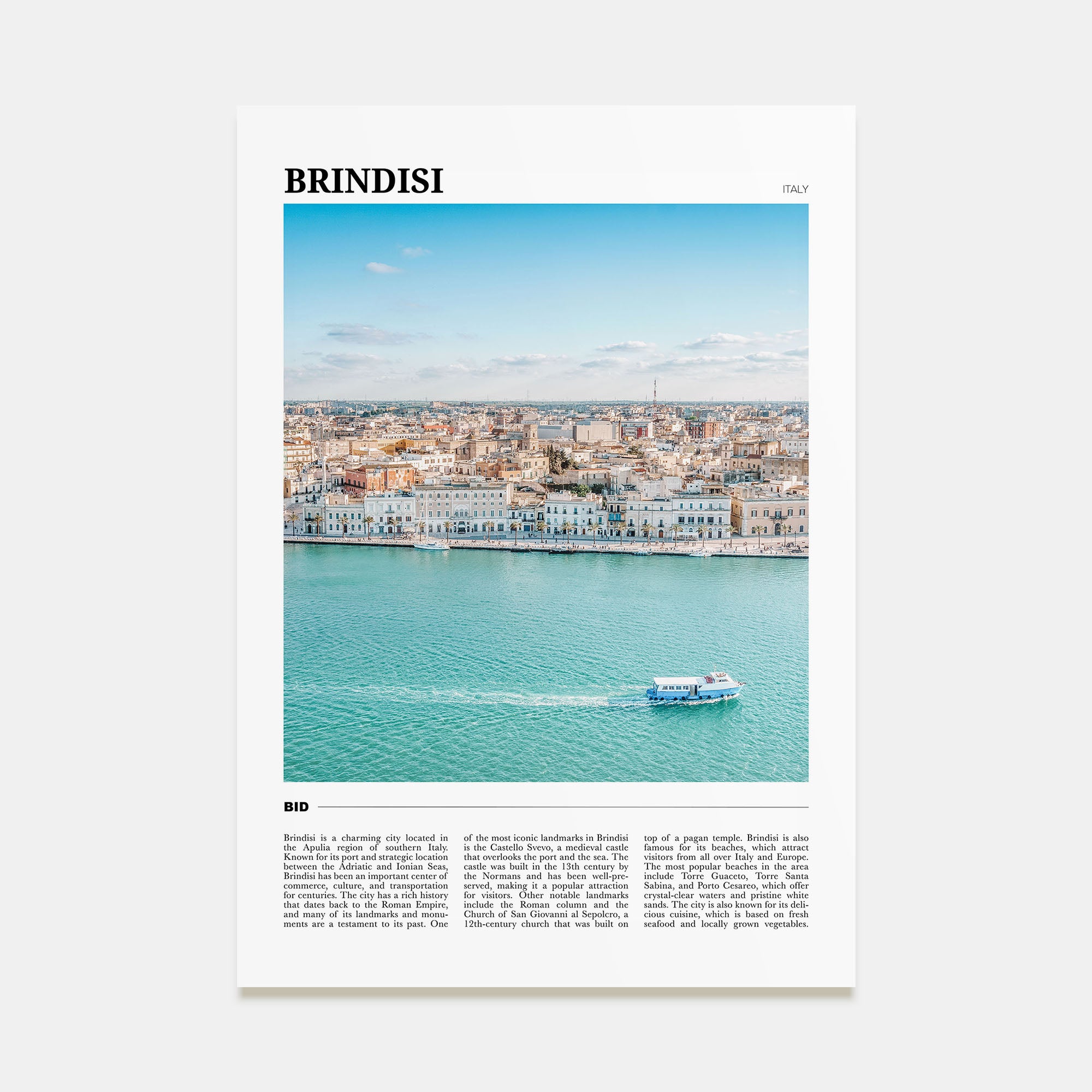 Brindisi Travel Color Poster