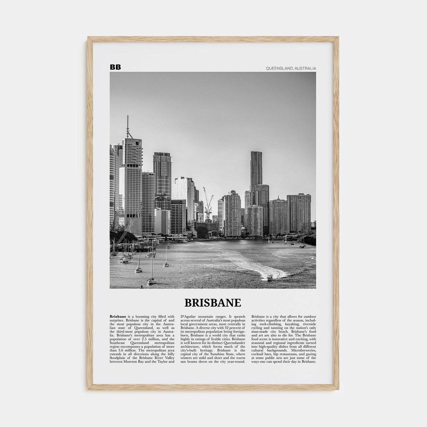 Brisbane Travel B&W No 1 Poster