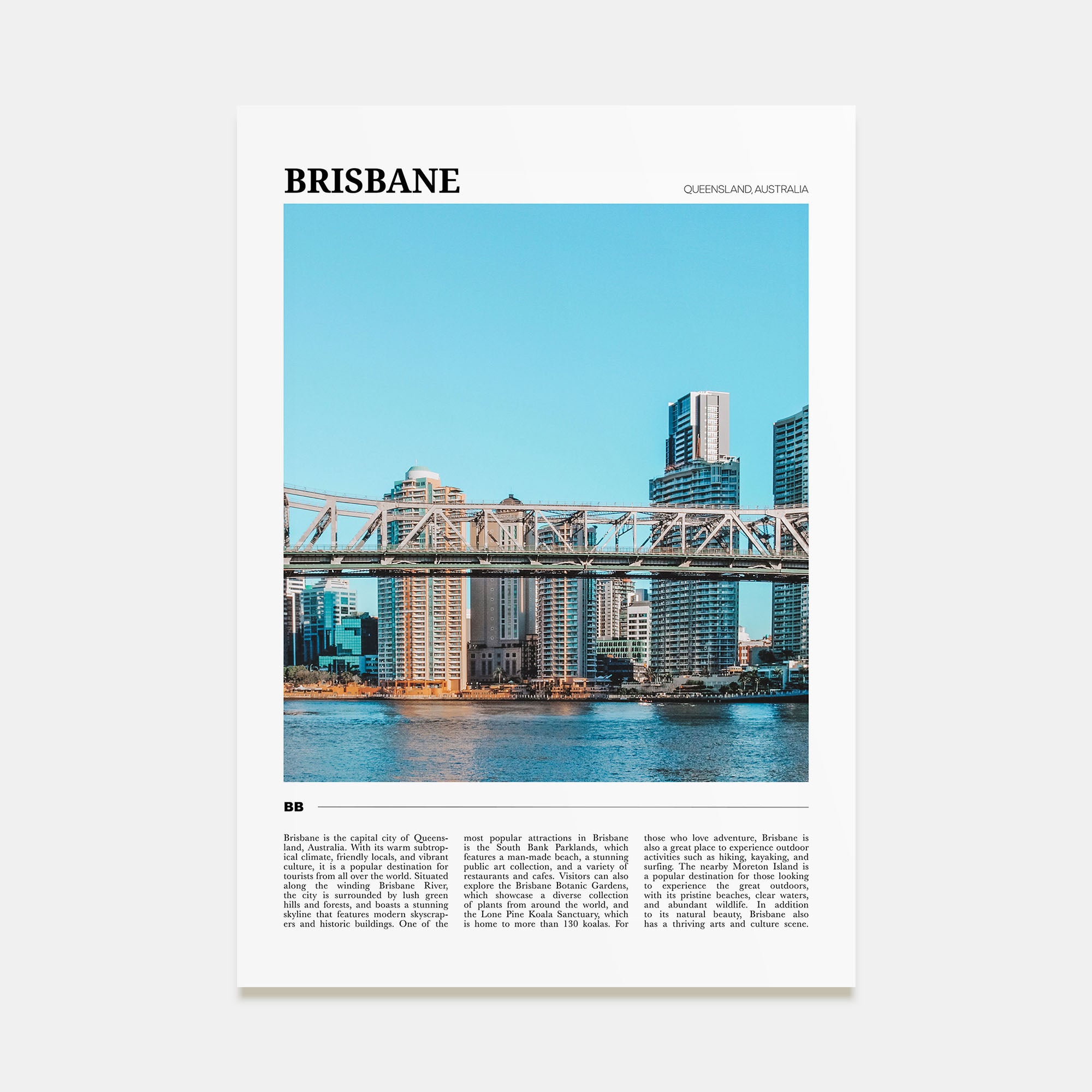 Brisbane Travel Color Poster