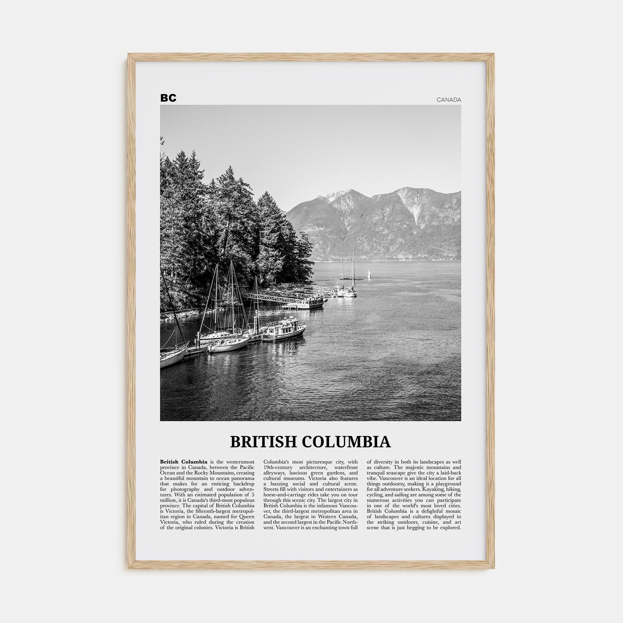 British Columbia Travel B&W Poster