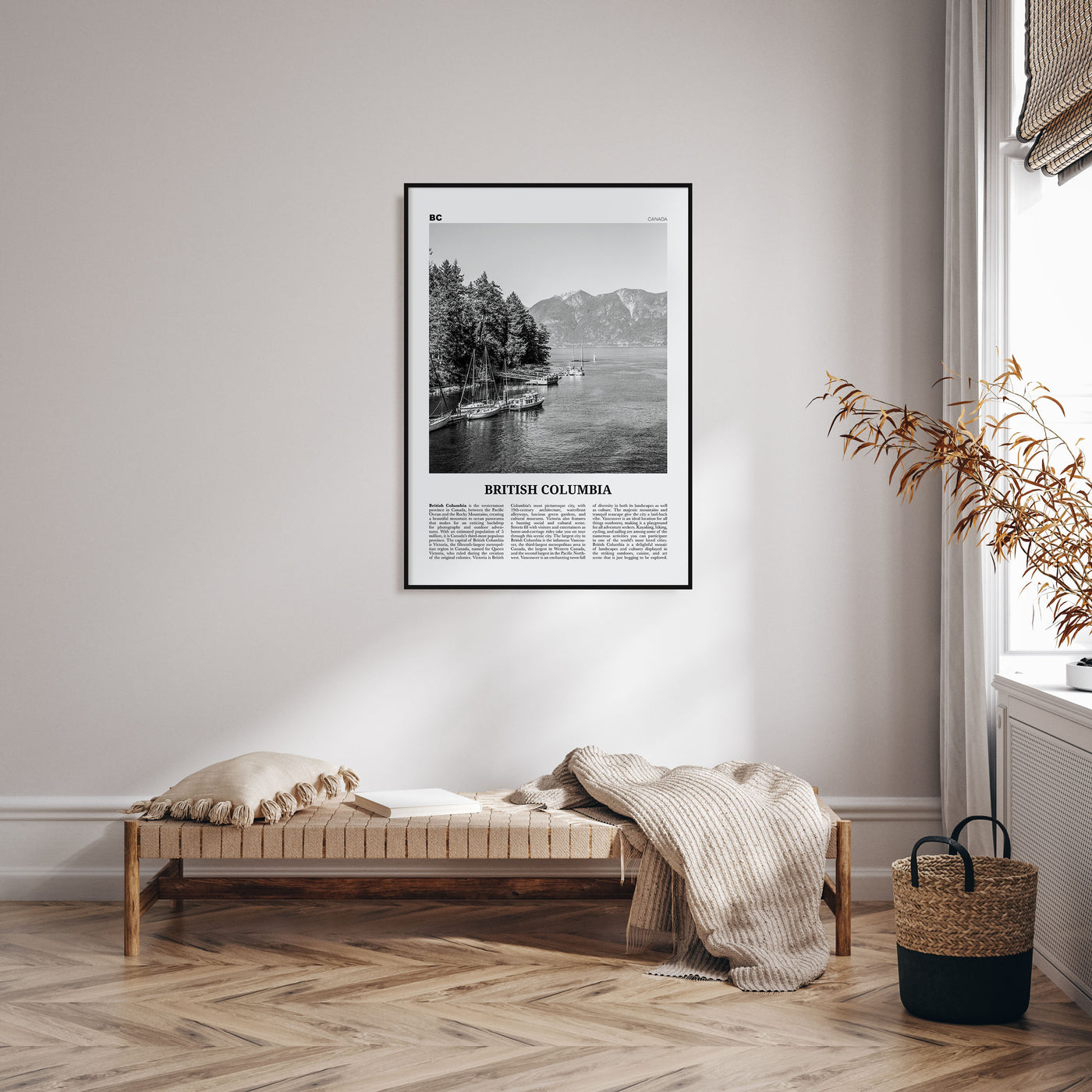 British Columbia Travel B&W Poster