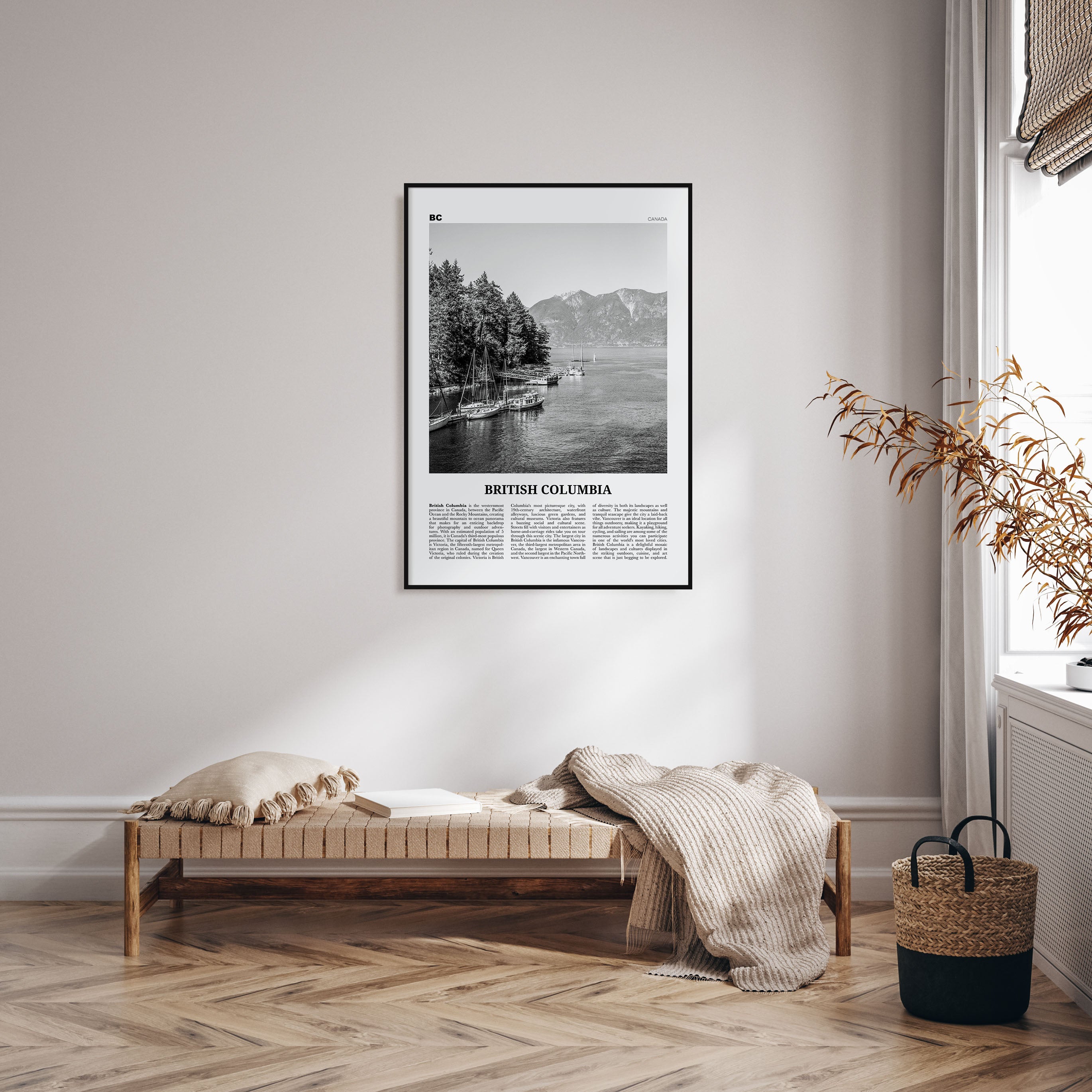 British Columbia Travel B&W Poster