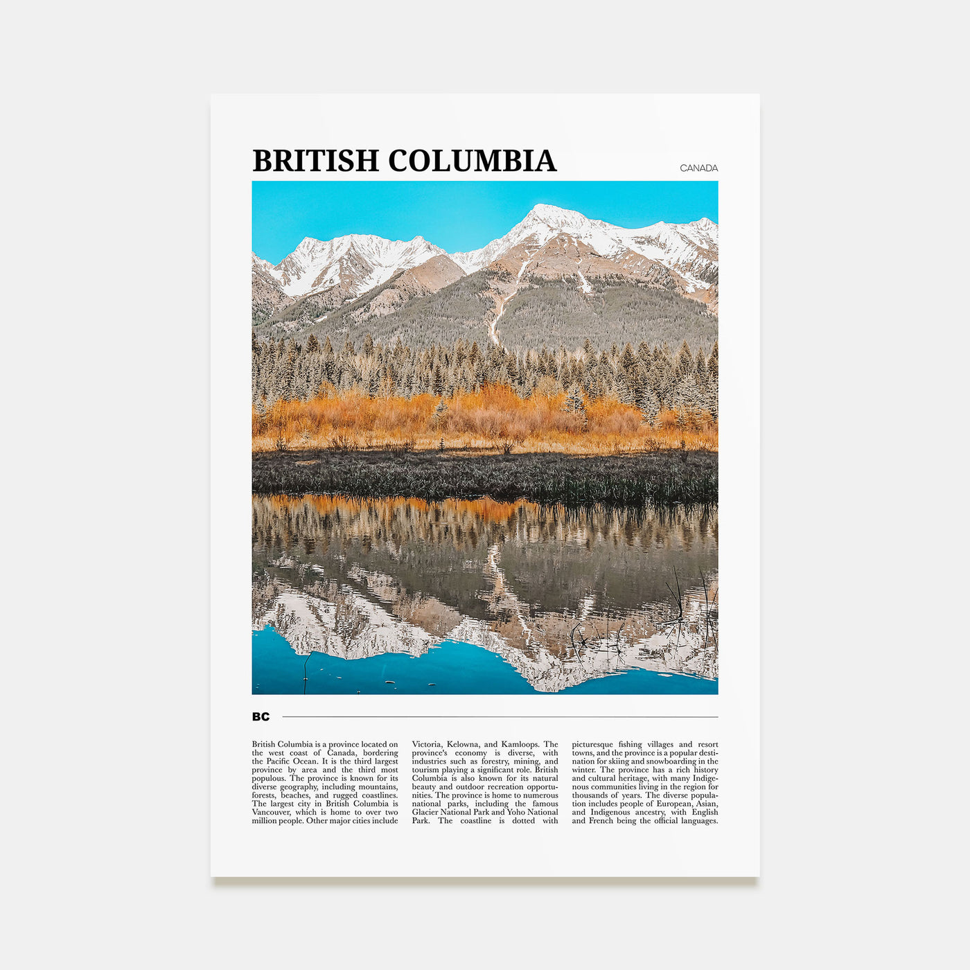 British Columbia Travel Color Poster