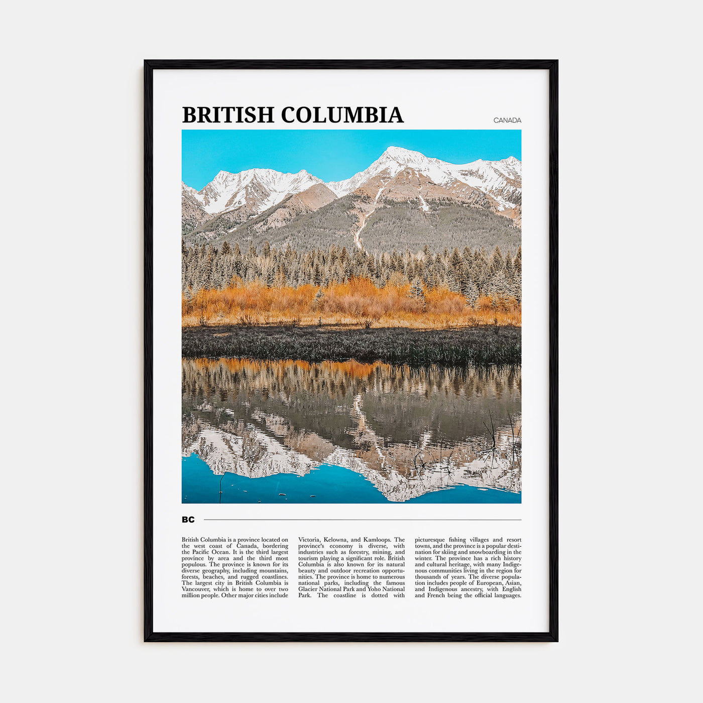 British Columbia Travel Color Poster