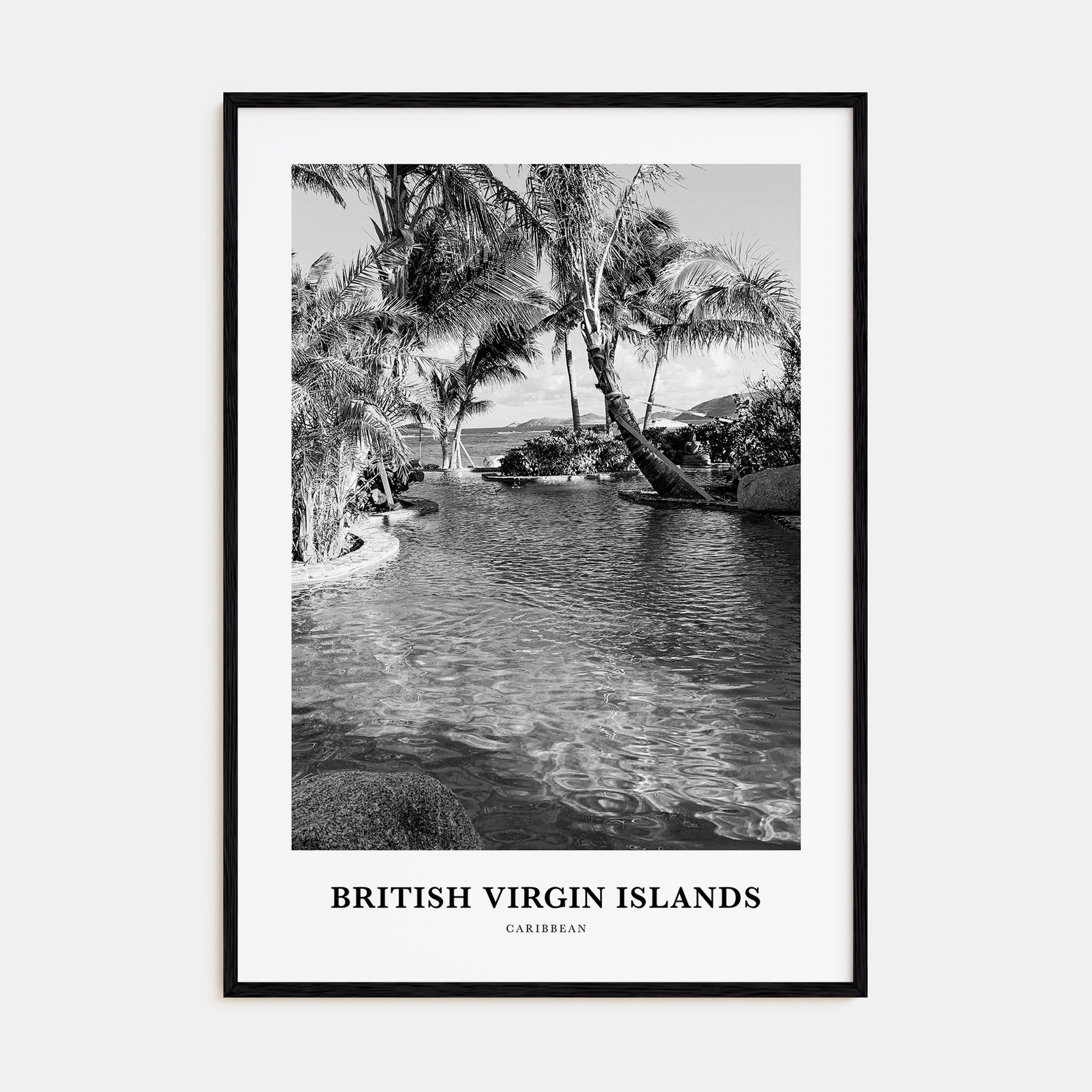 British Virgin Islands Portrait B&W Poster