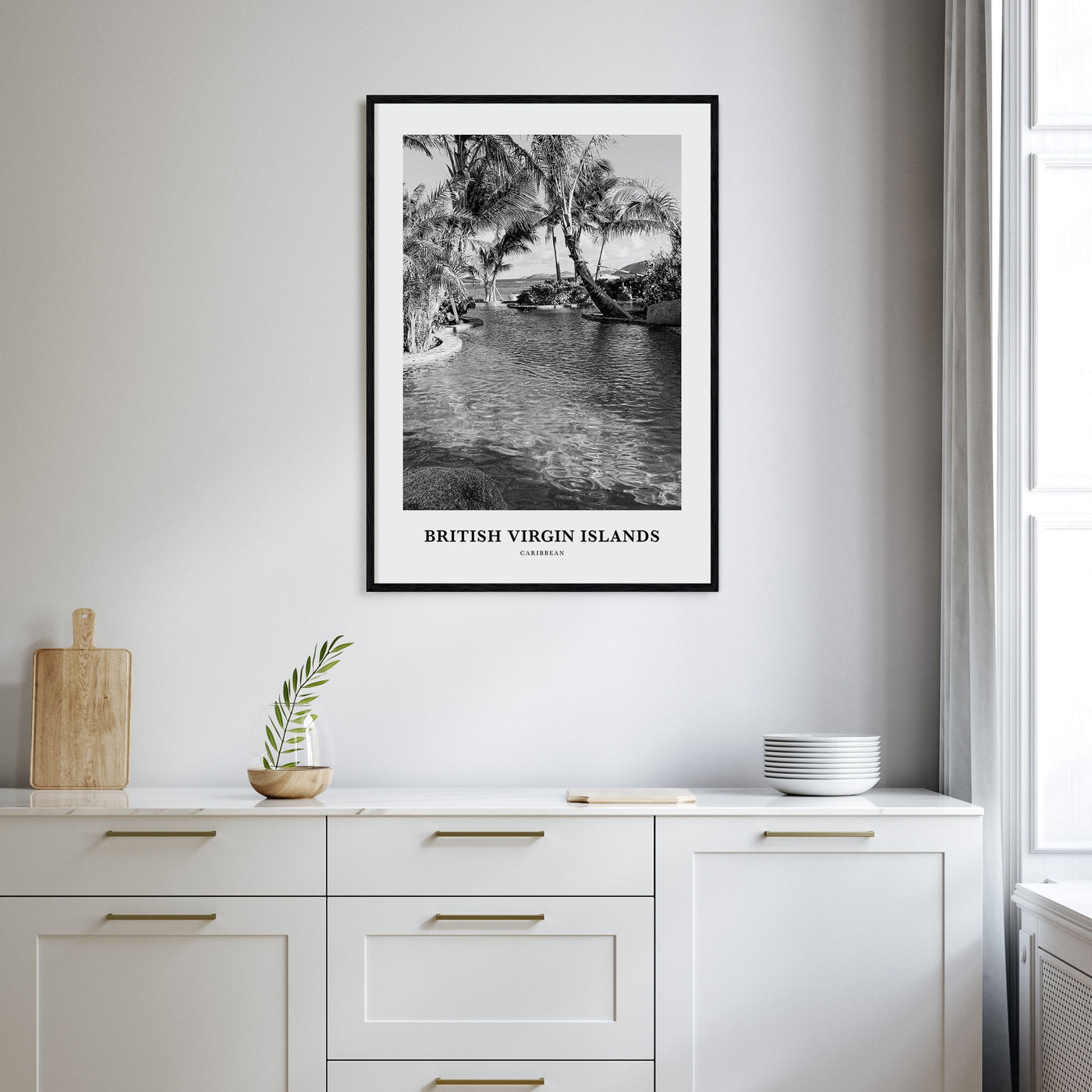 British Virgin Islands Portrait B&W Poster