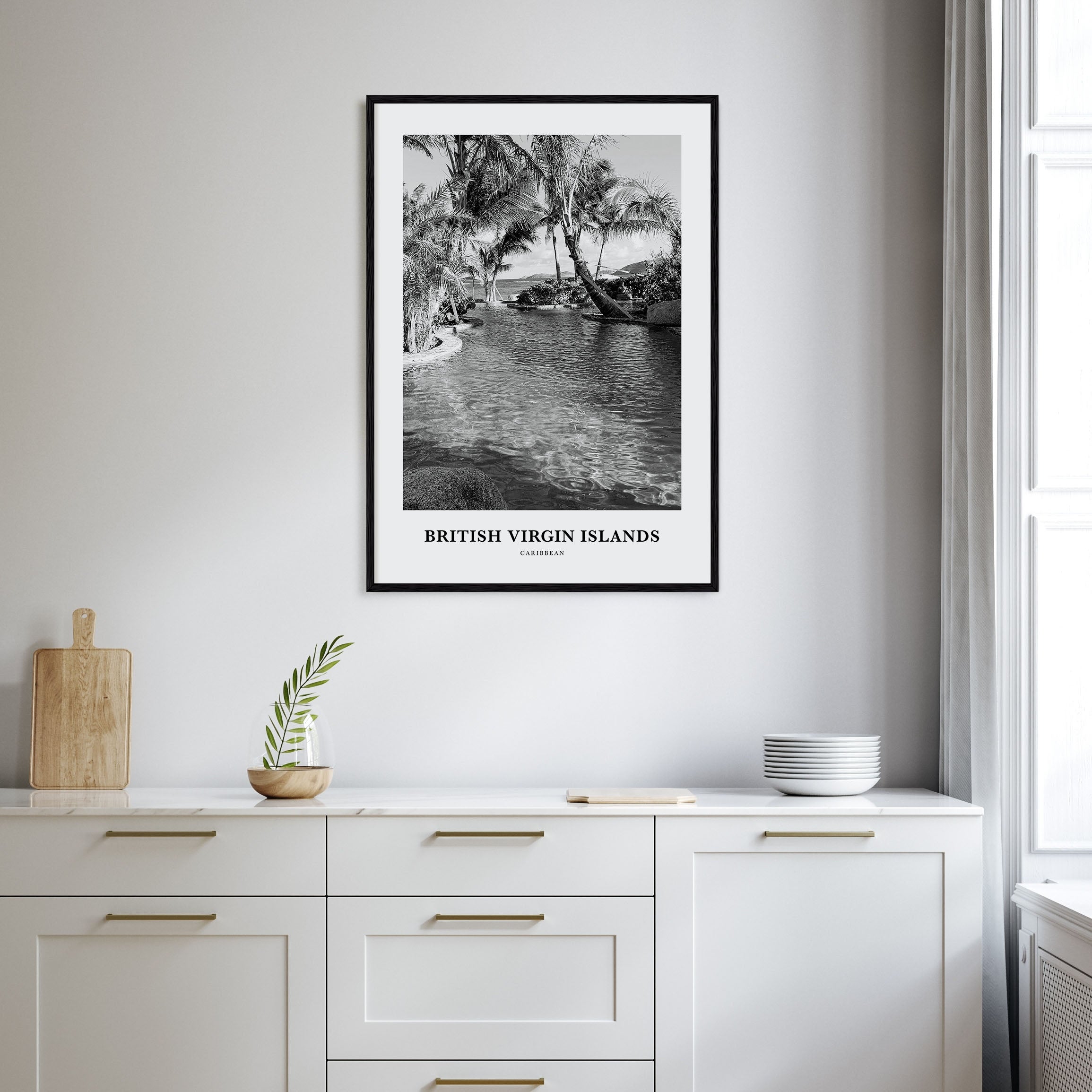 British Virgin Islands Portrait B&W Poster