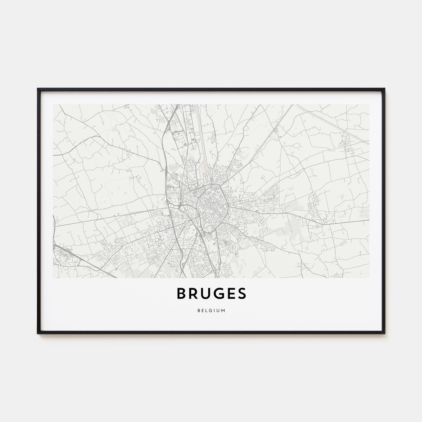 Bruges Map Landscape Poster