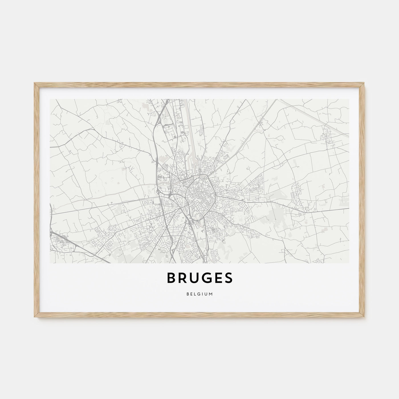 Bruges Map Landscape Poster