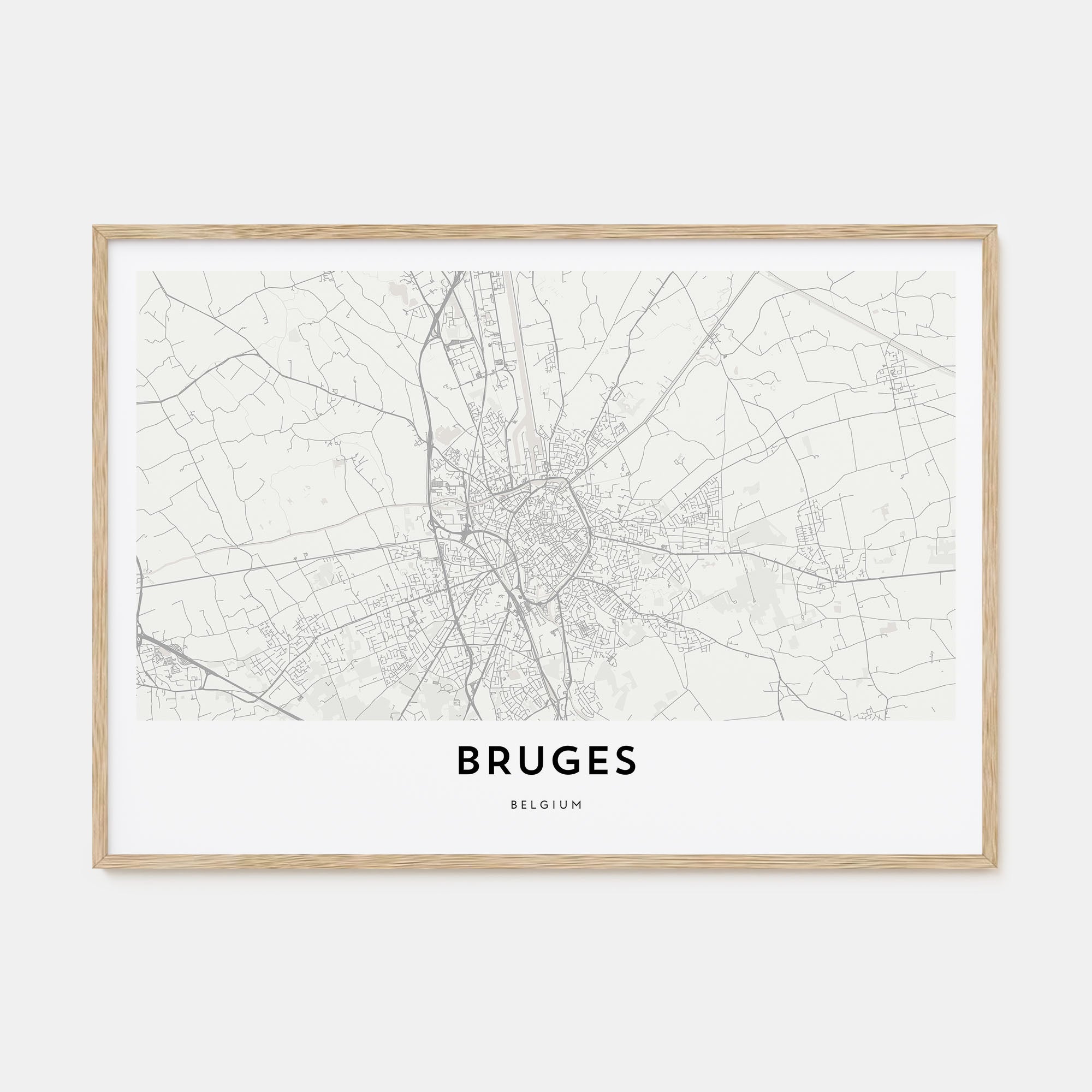 Bruges Map Landscape Poster