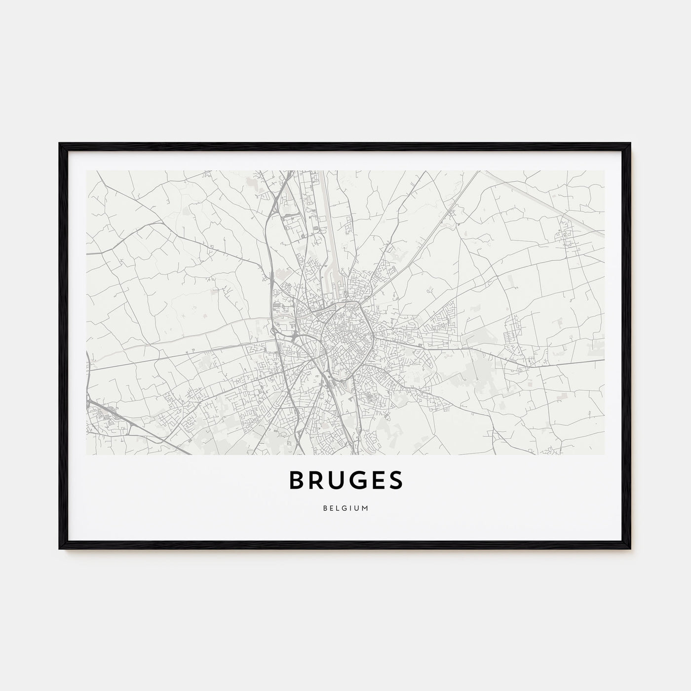 Bruges Map Landscape Poster