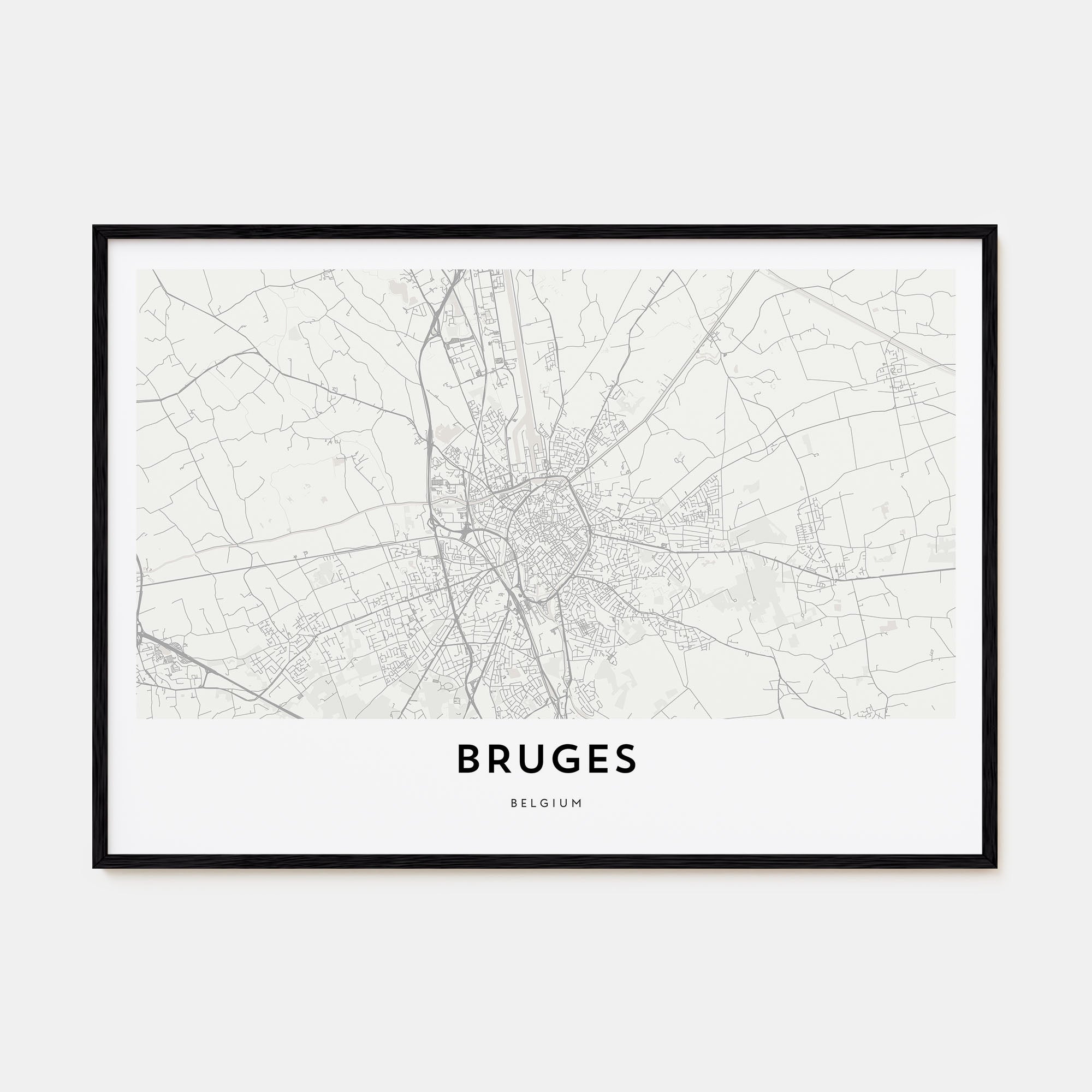 Bruges Map Landscape Poster