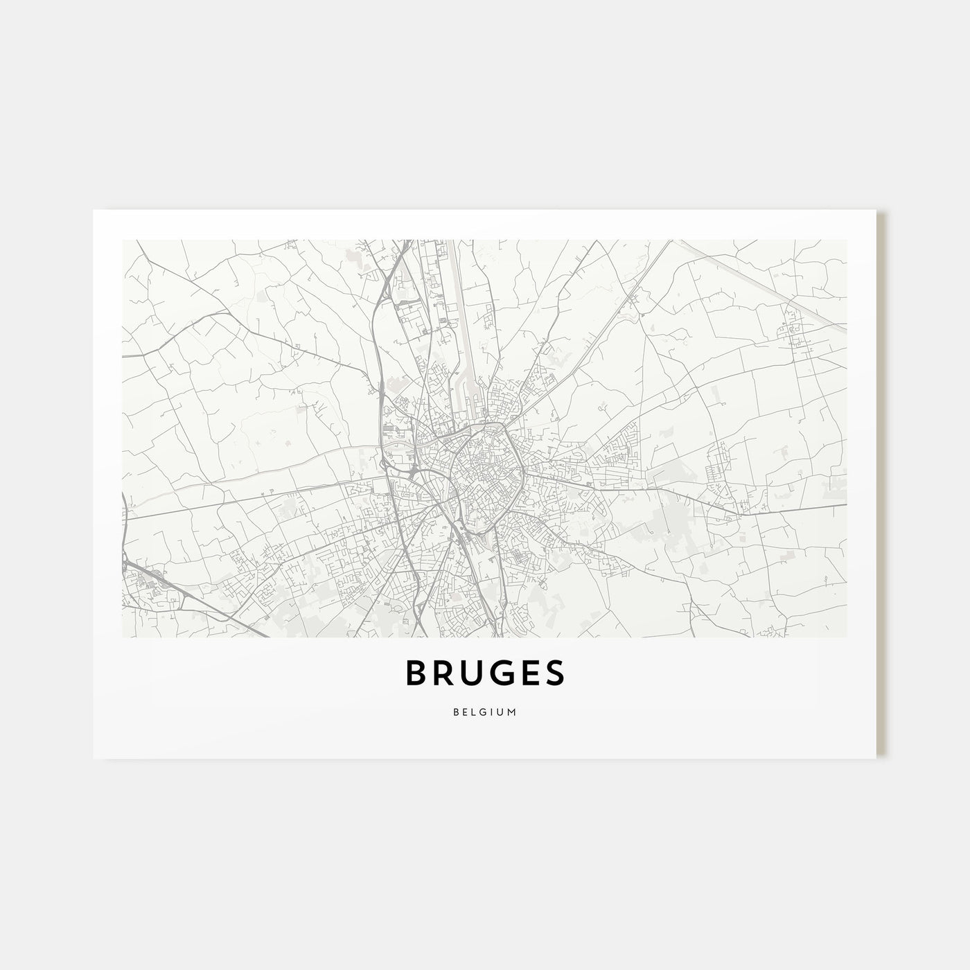 Bruges Map Landscape Poster
