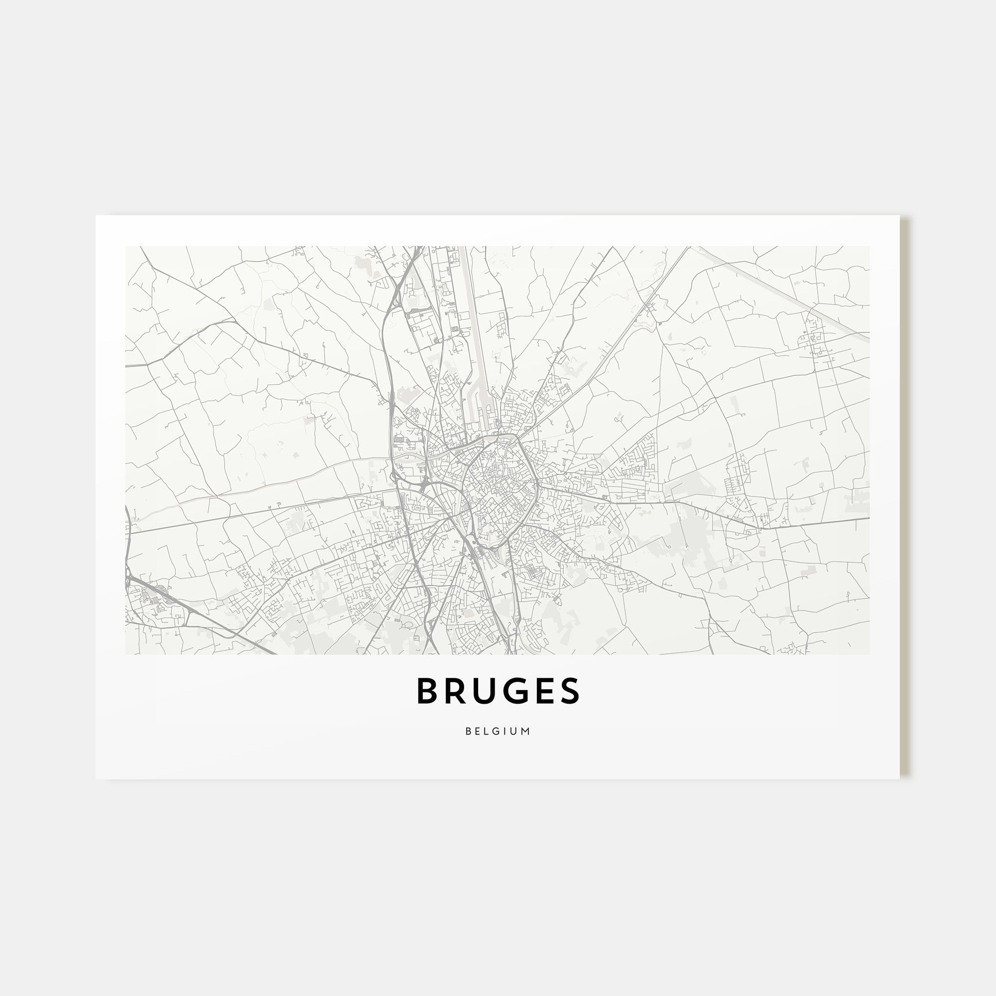 Bruges Map Landscape Poster