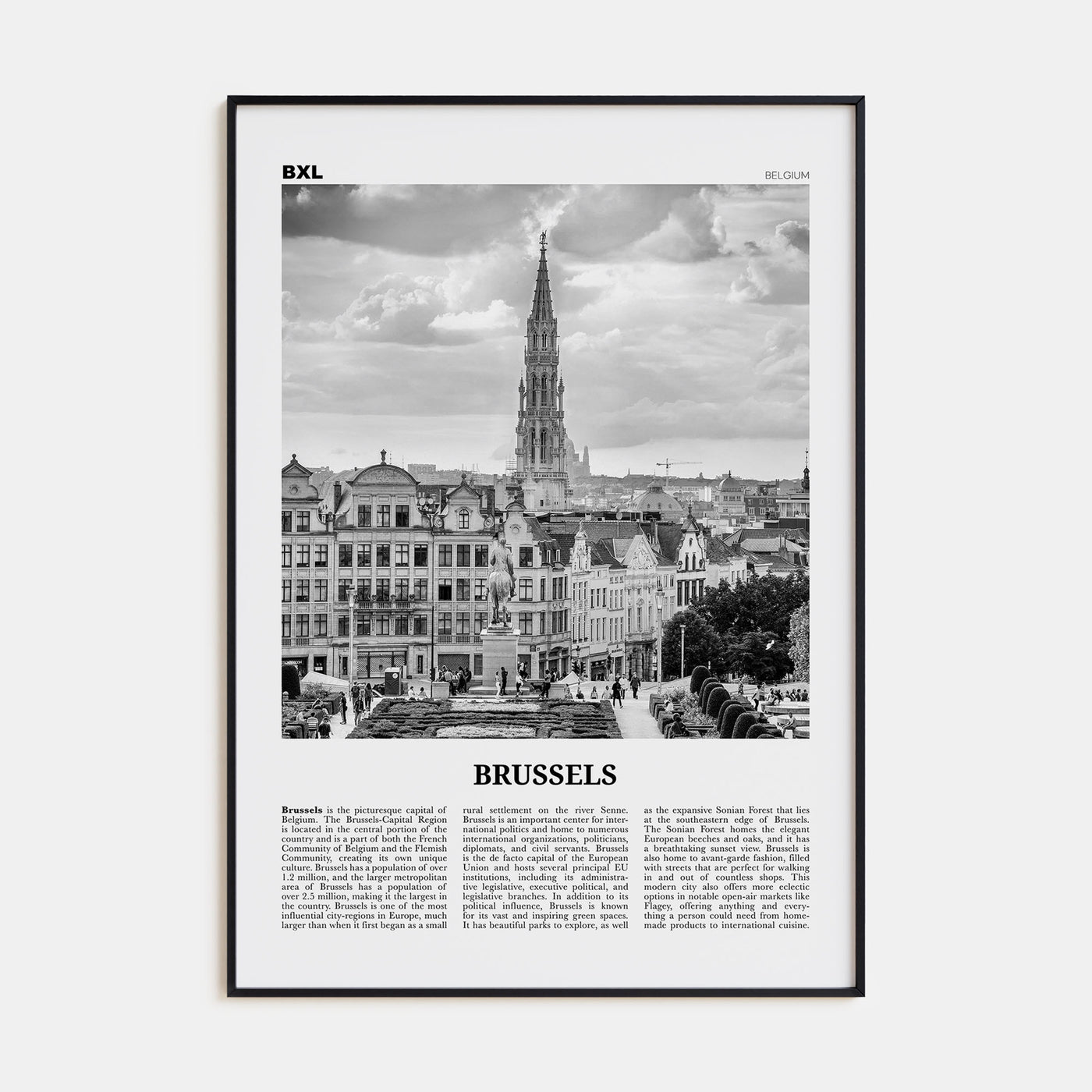Brussels Travel B&W Poster