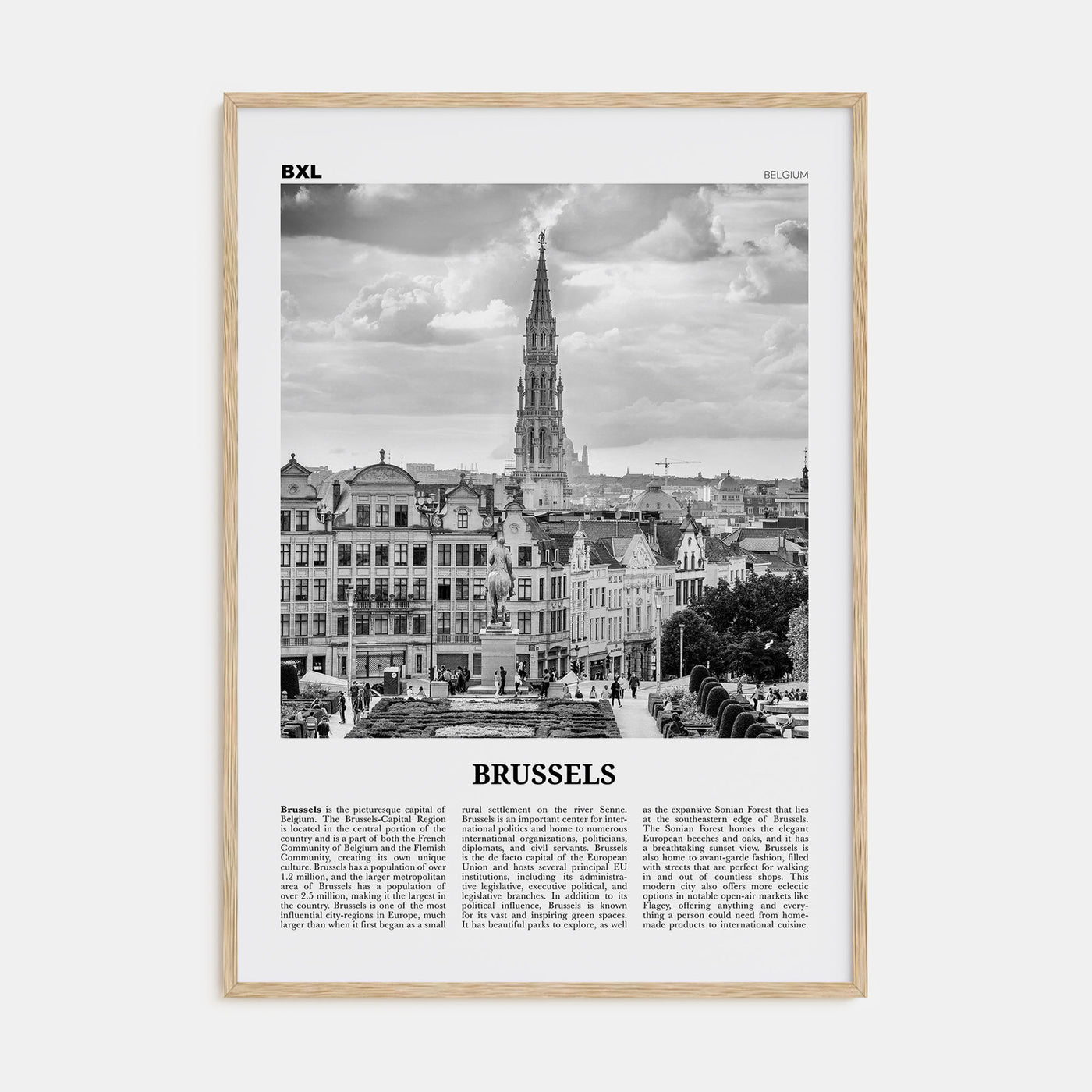 Brussels Travel B&W Poster