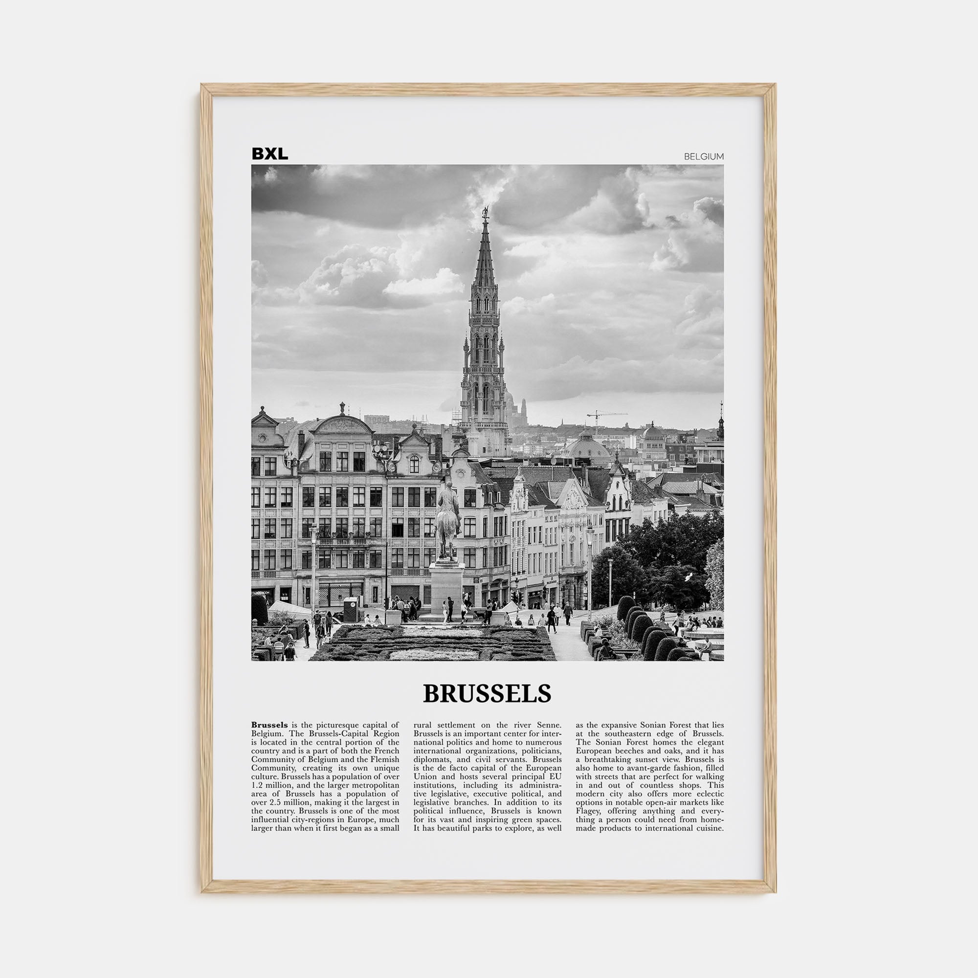 Brussels Travel B&W Poster