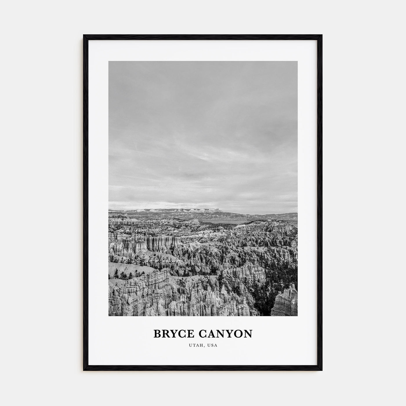 Bryce Canyon National Park Portrait B&W Poster