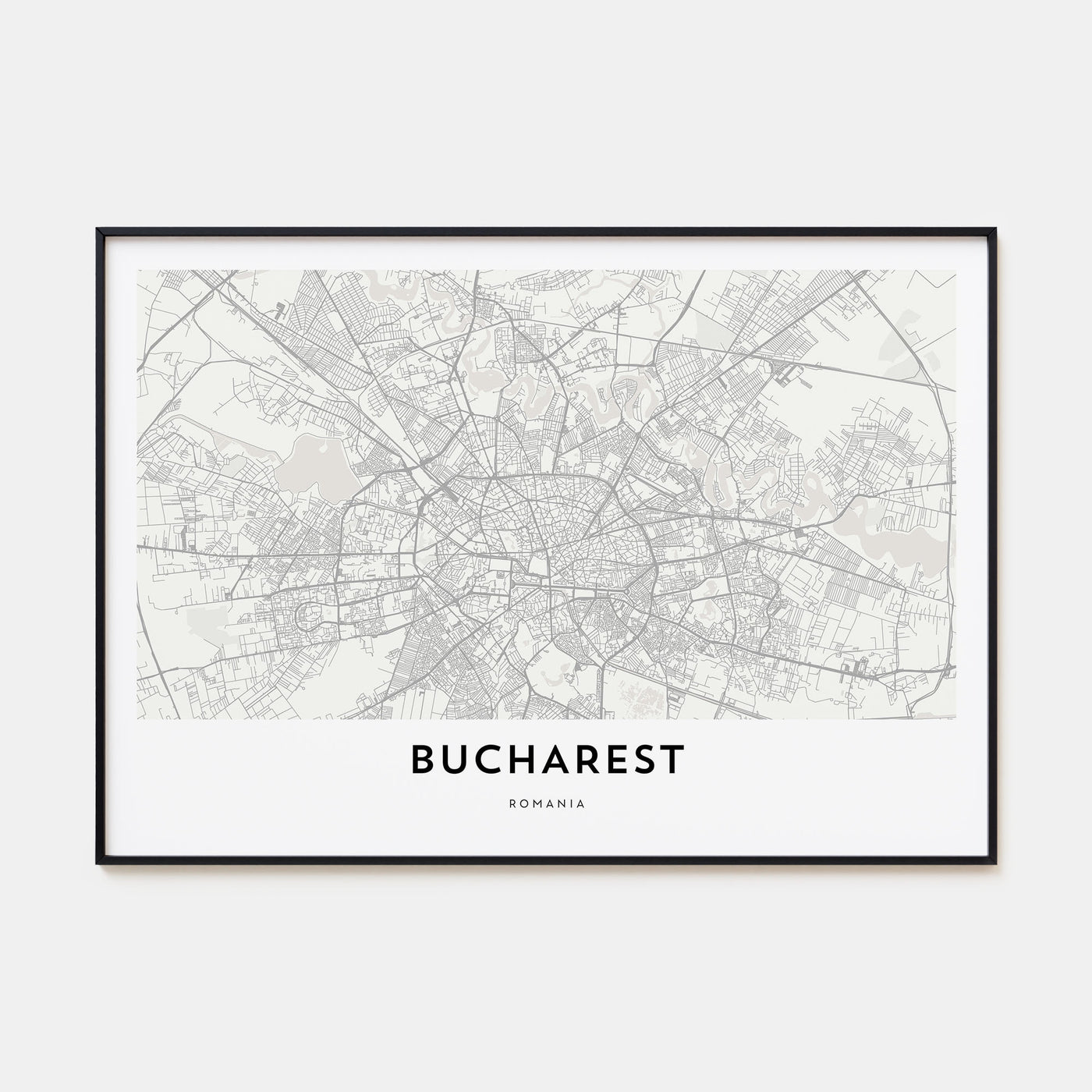 Bucharest Map Landscape Poster