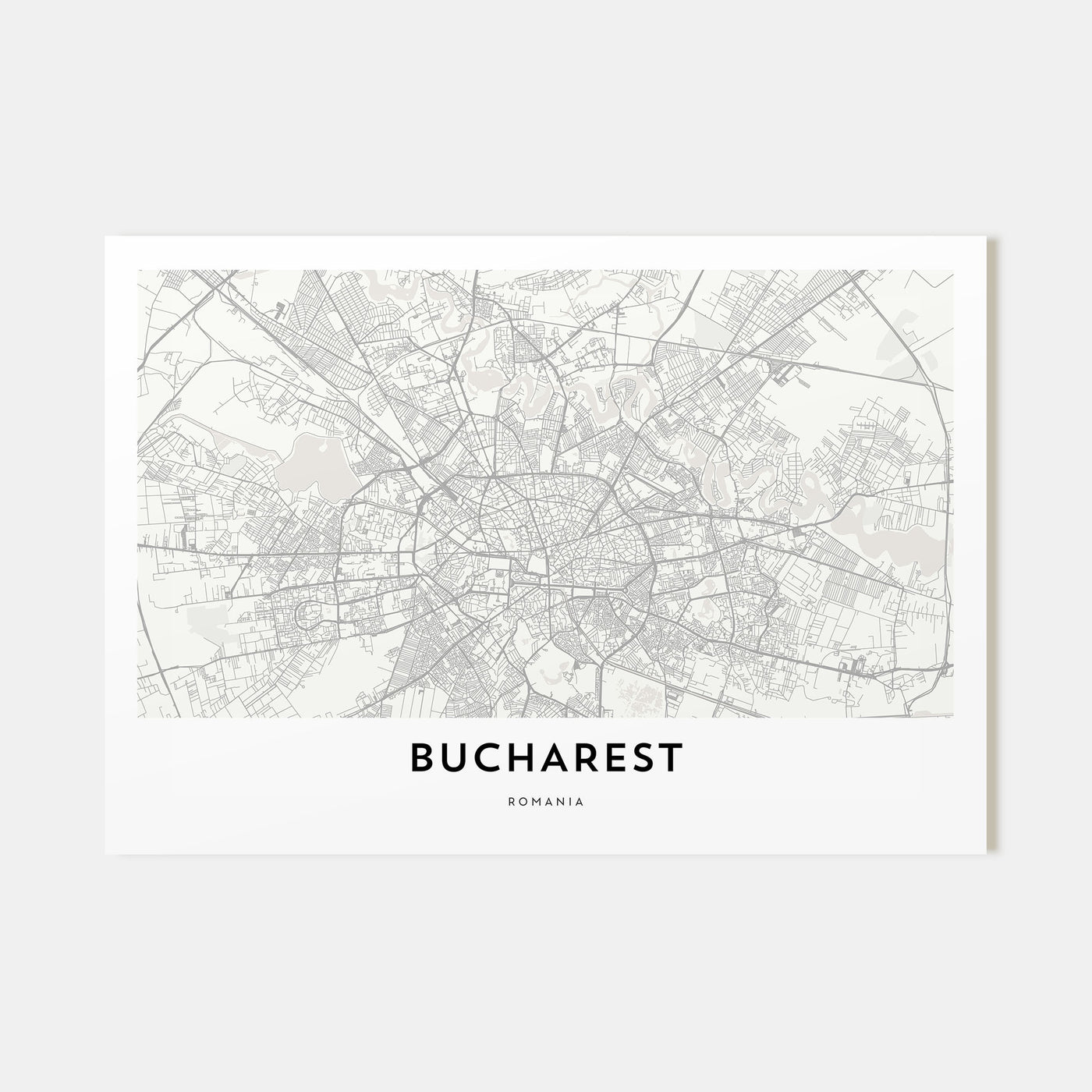 Bucharest Map Landscape Poster