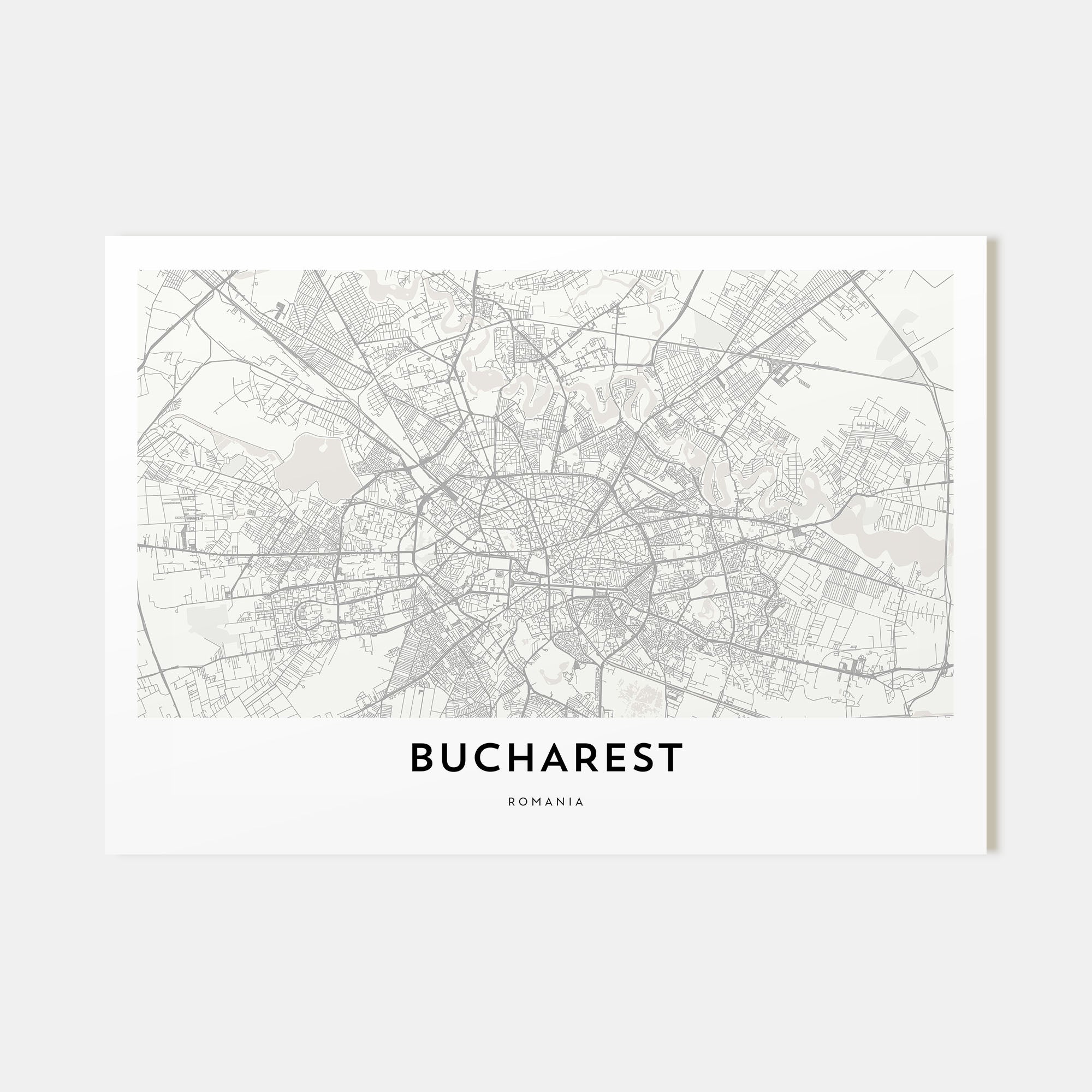 Bucharest Map Landscape Poster
