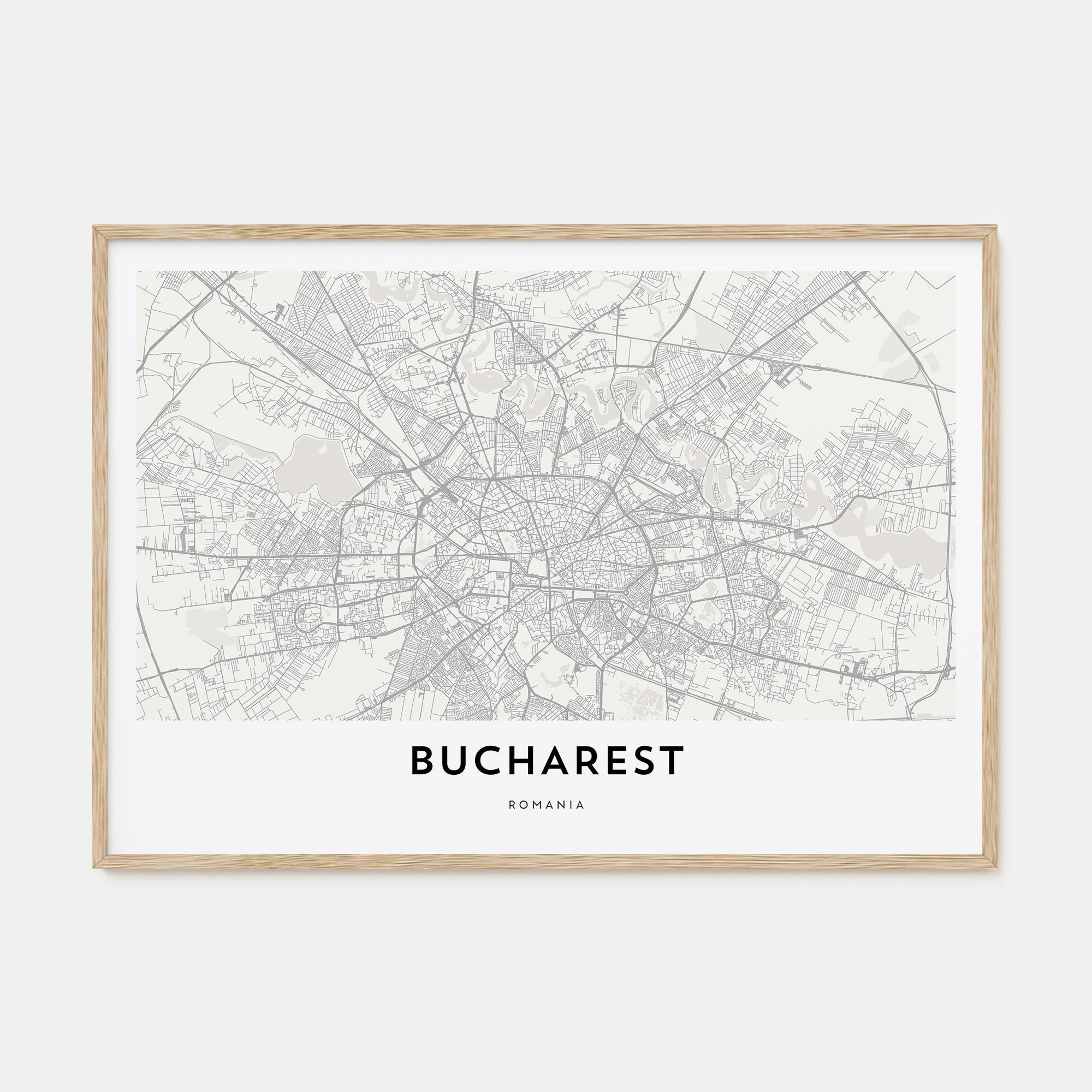 Bucharest Map Landscape Poster