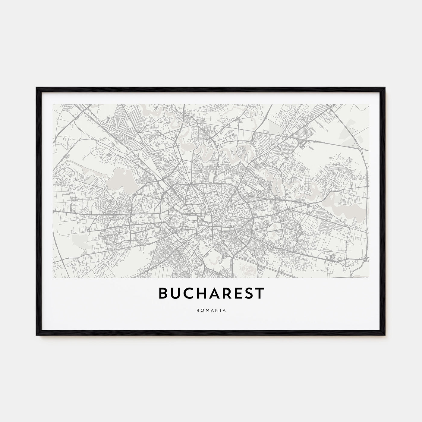 Bucharest Map Landscape Poster