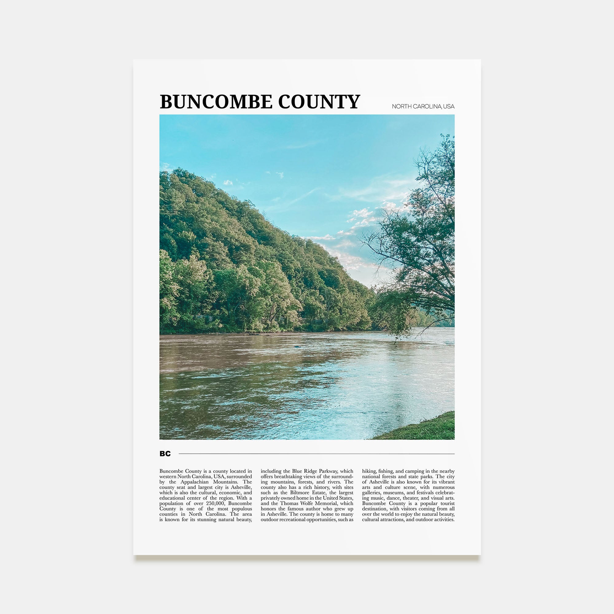 Buncombe County Travel Color Poster