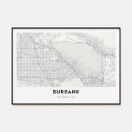 Burbank Map Landscape Poster