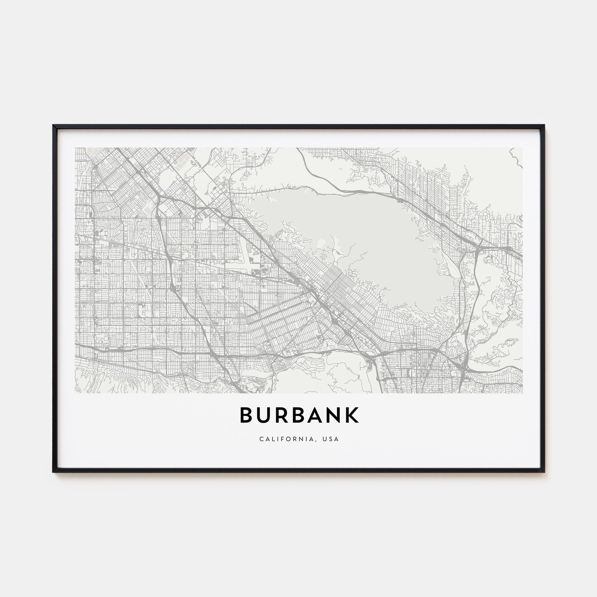 Burbank Map Landscape Poster