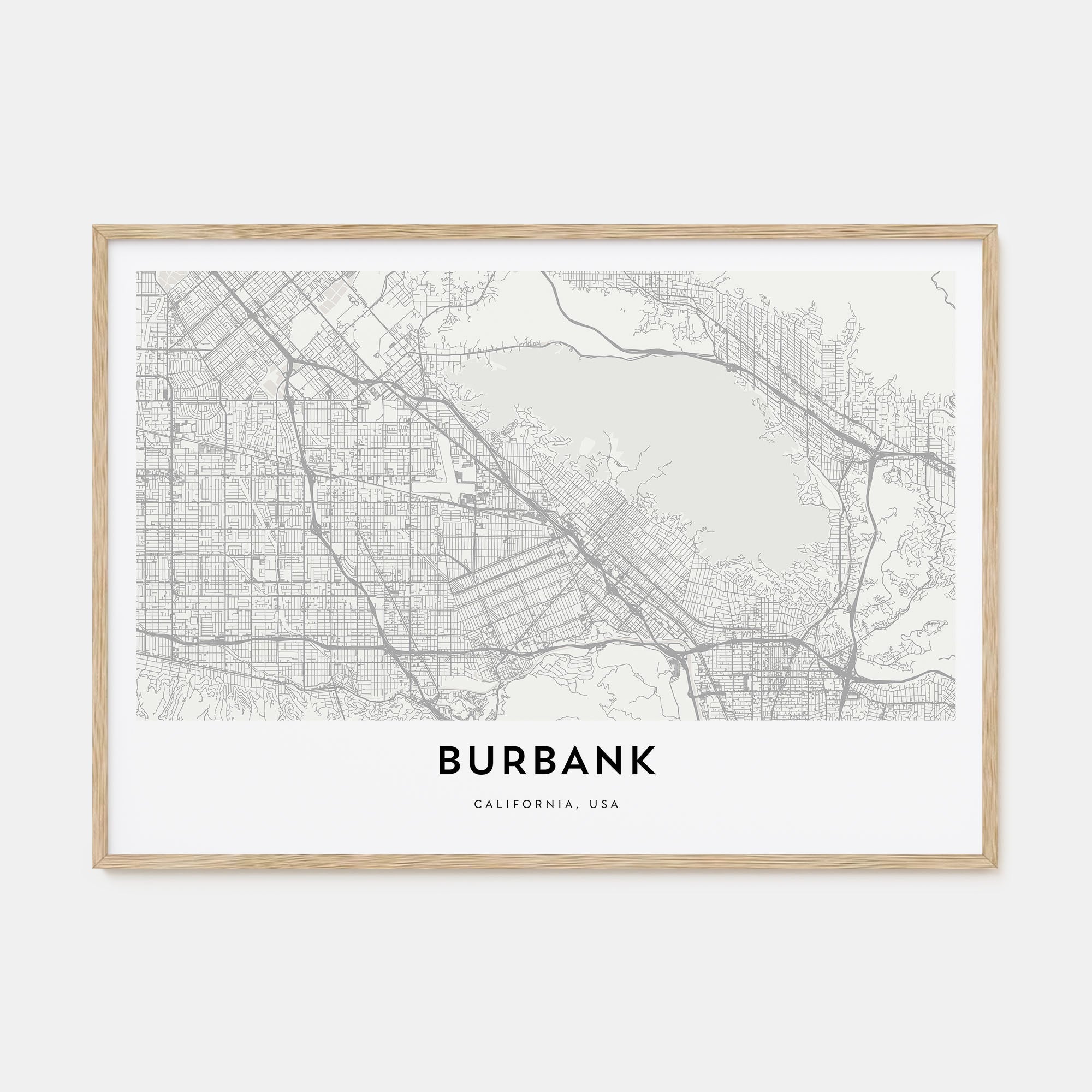 Burbank Map Landscape Poster