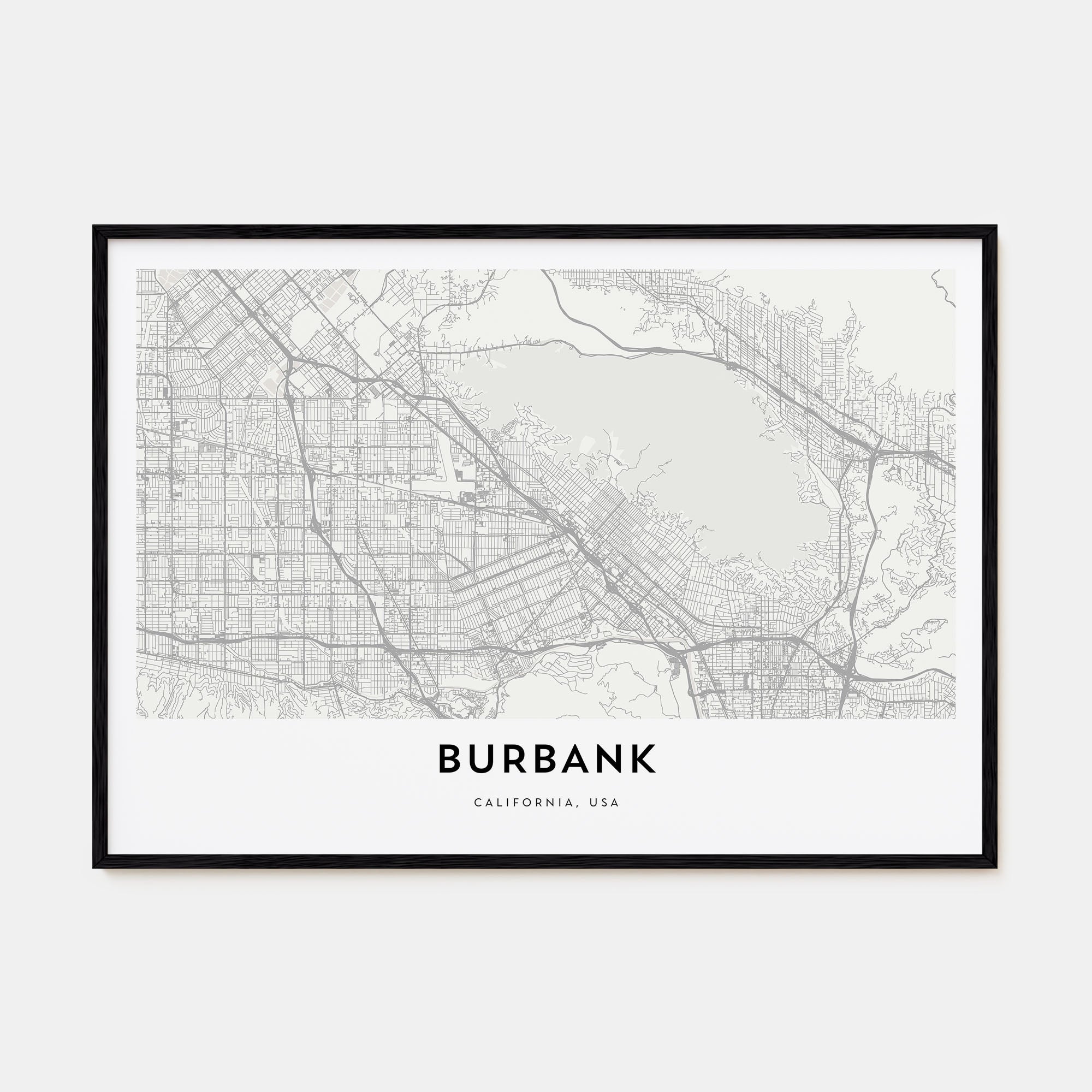 Burbank Map Landscape Poster