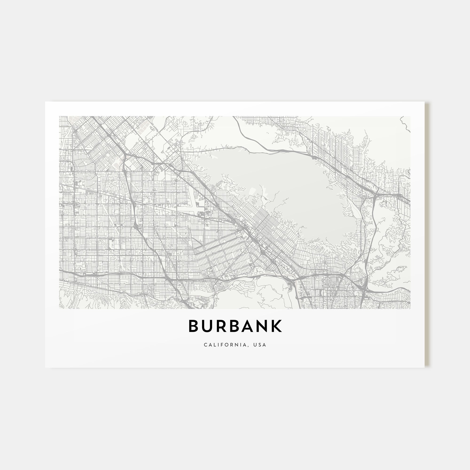 Burbank Map Landscape Poster