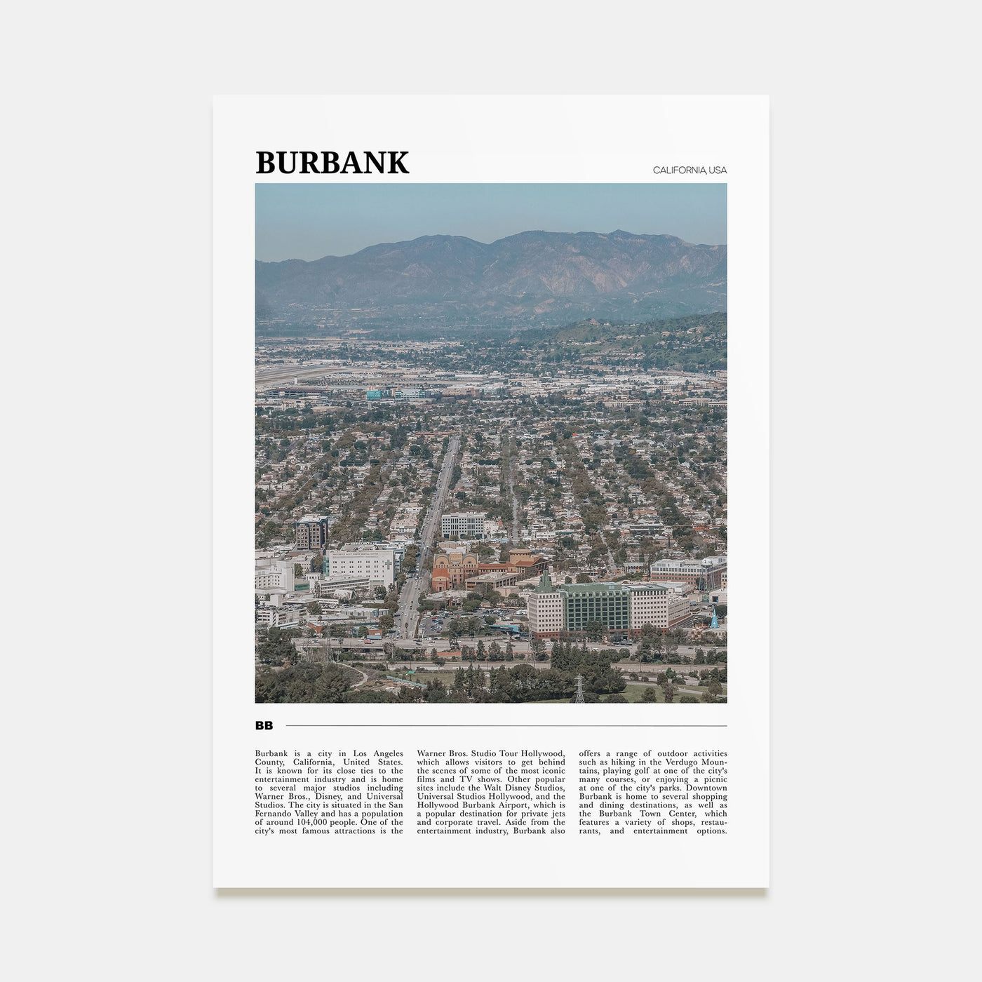 Burbank Travel Color Poster