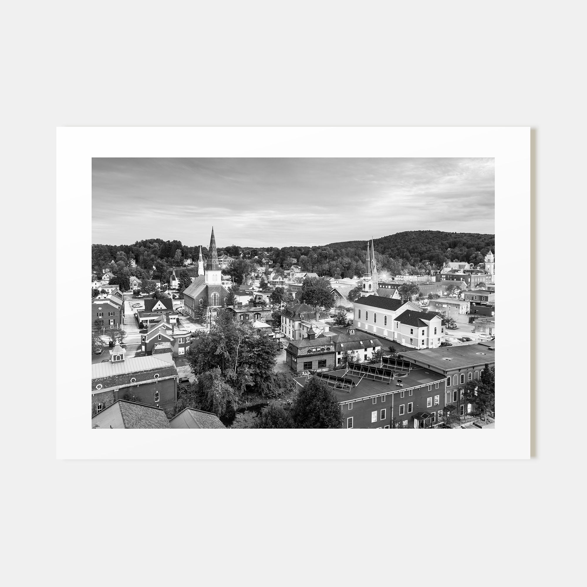 Burlington, Vermont Landscape B&W Poster