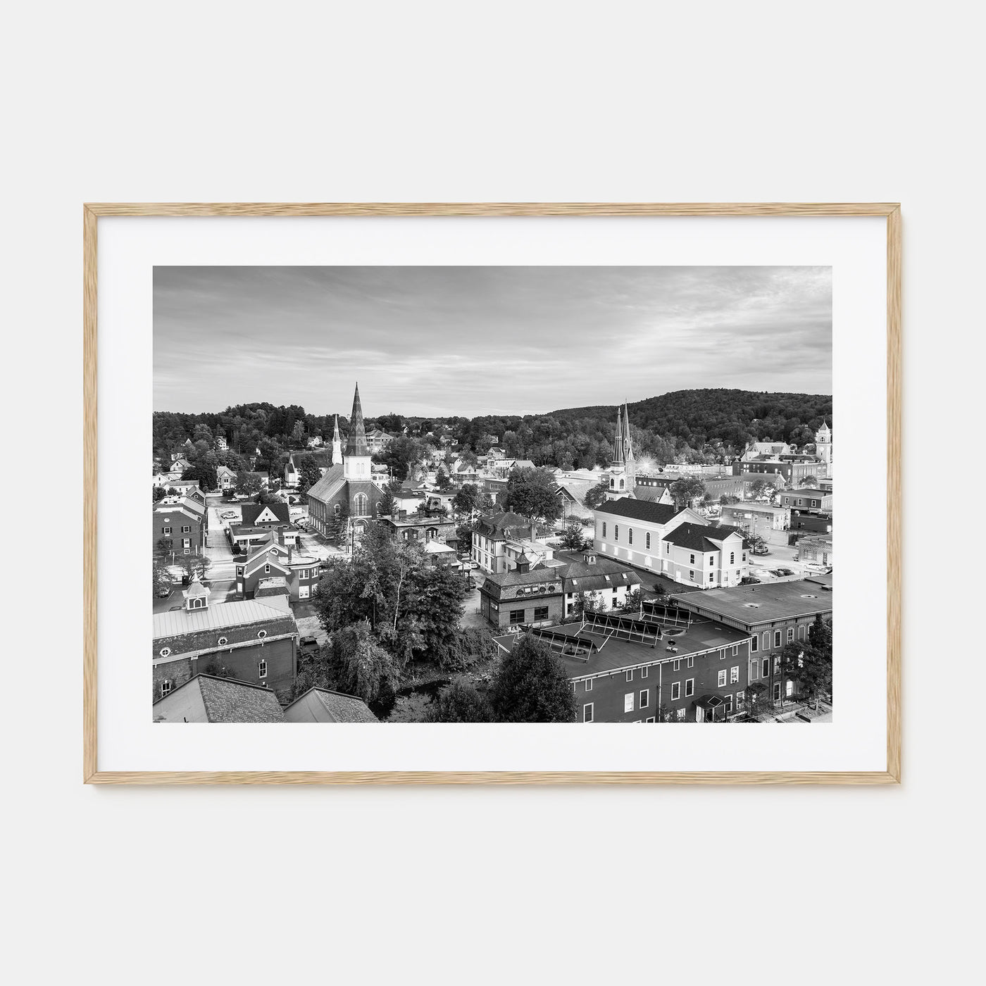 Burlington, Vermont Landscape B&W Poster