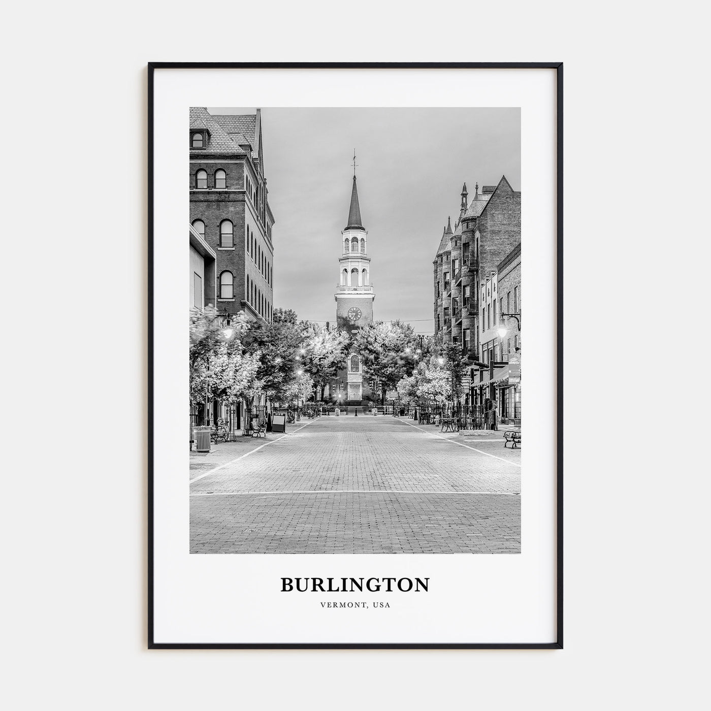 Burlington, Vermont Portrait B&W Poster