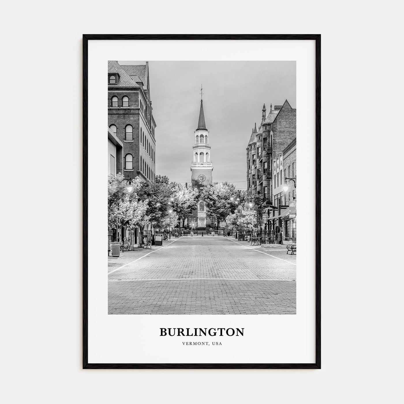 Burlington, Vermont Portrait B&W Poster