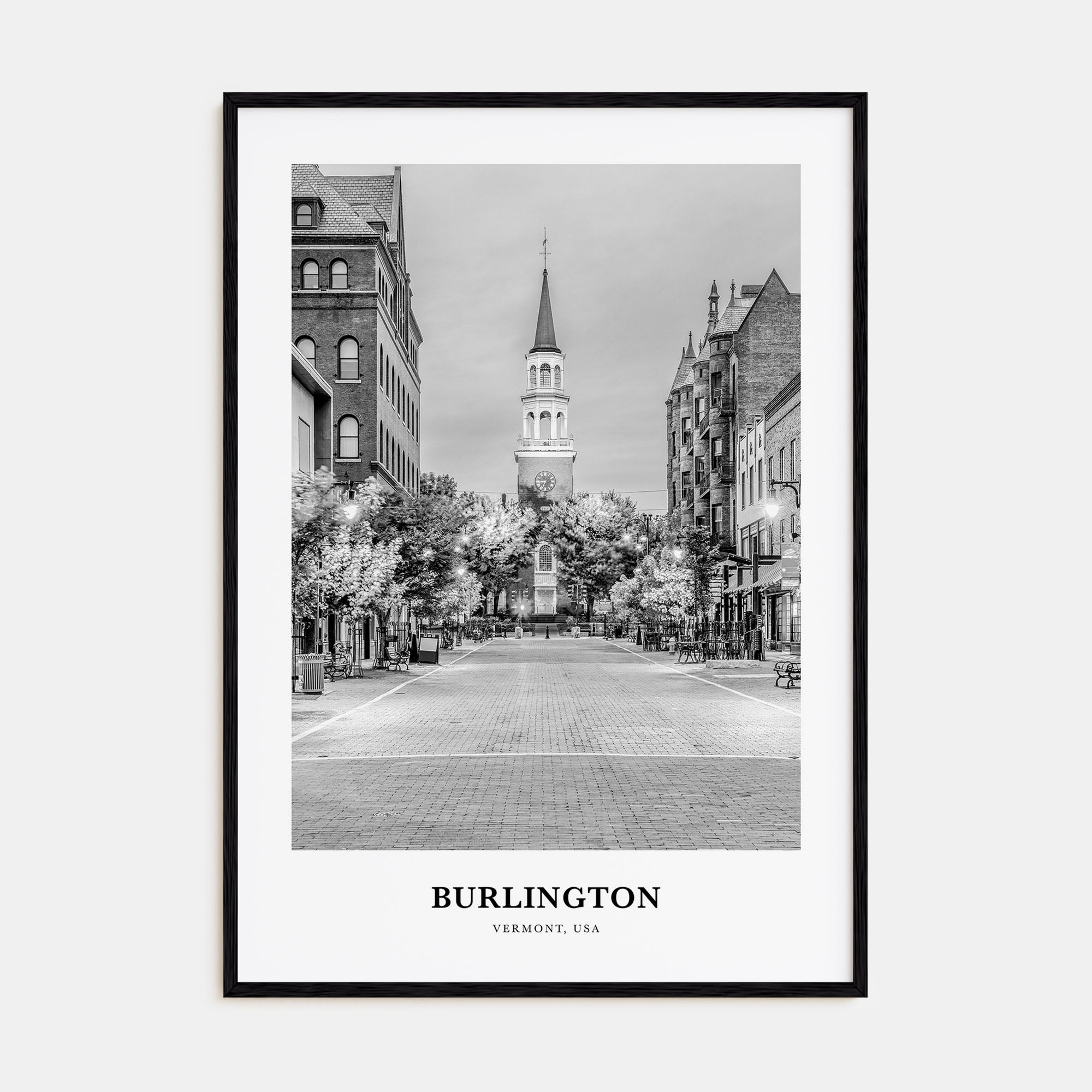Burlington, Vermont Portrait B&W Poster